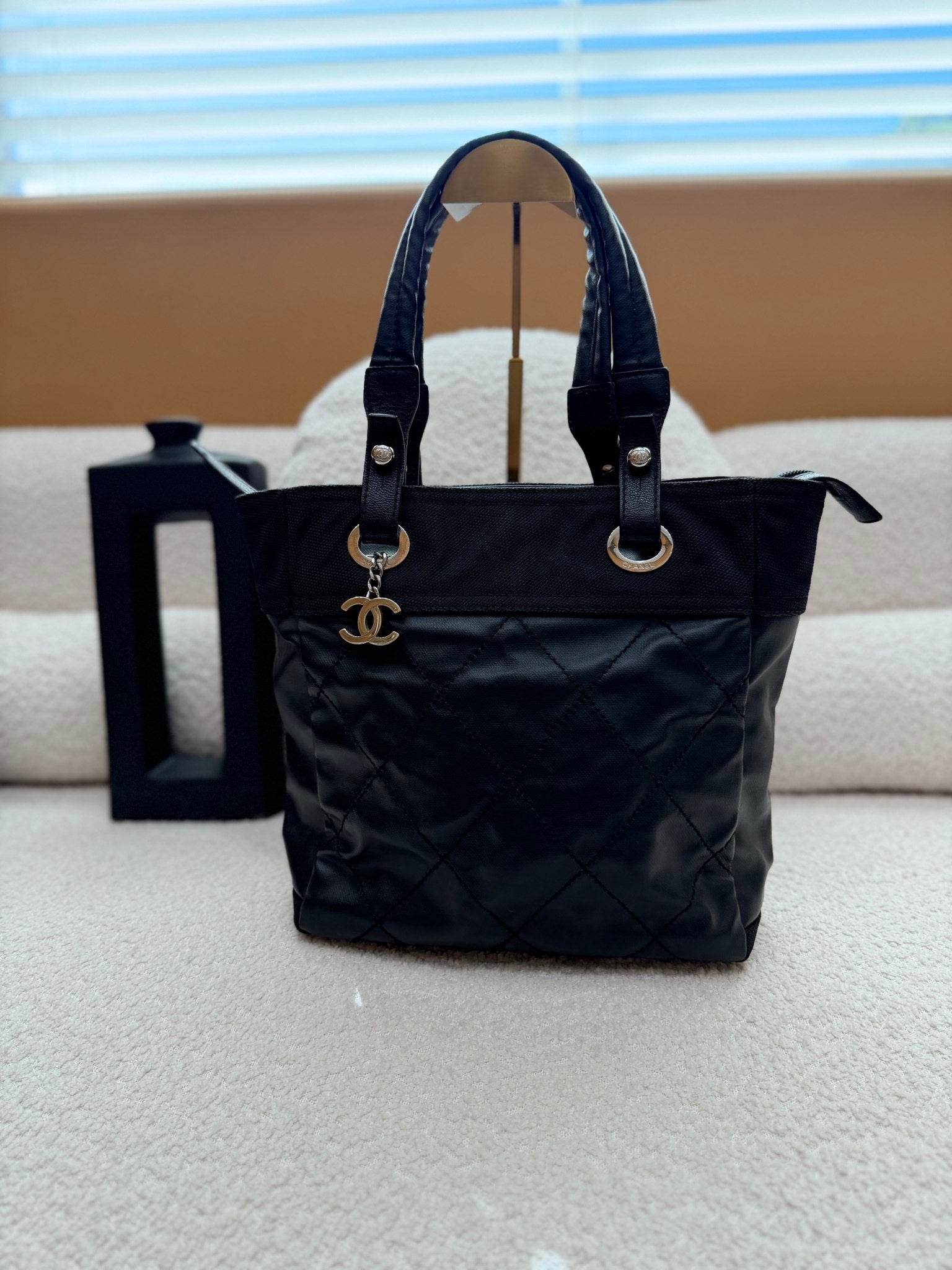 Chanel Black Quilted Paris Biarritz Tote Bag PM