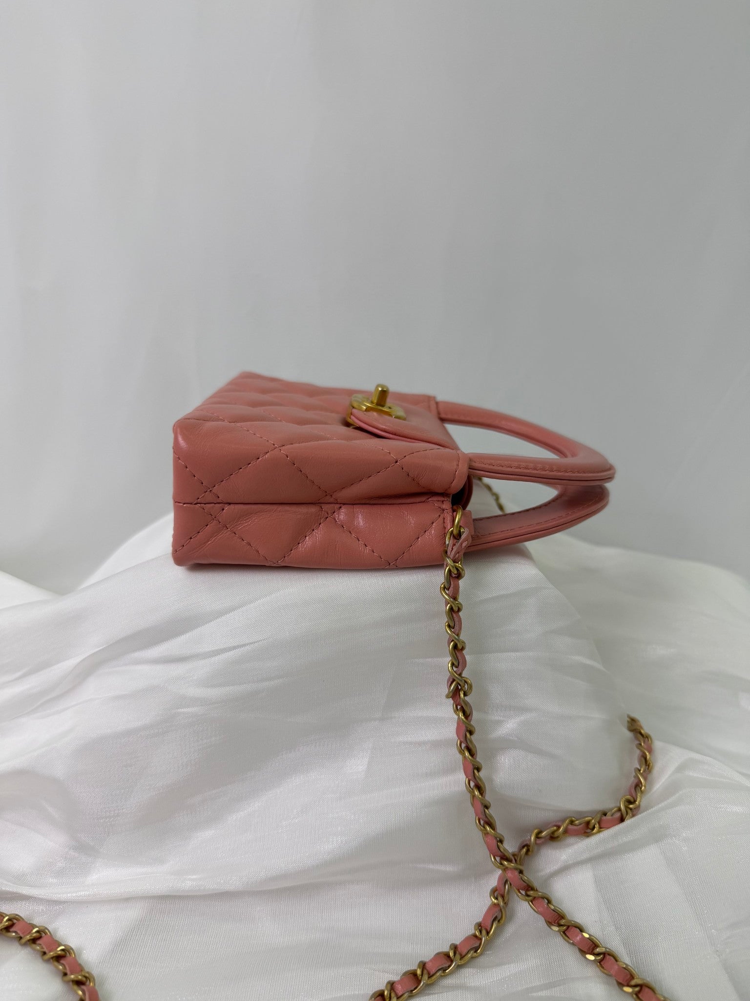 Chanel Pink Lambskin Mini Kelly Shopping Bag