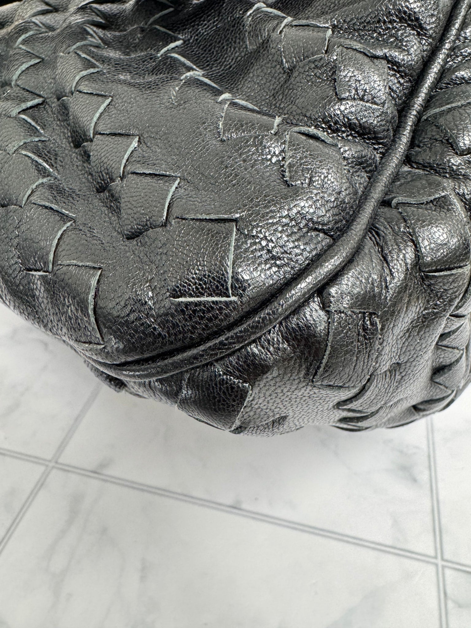Bottega Veneta Black Intrecciato Leather Handbag