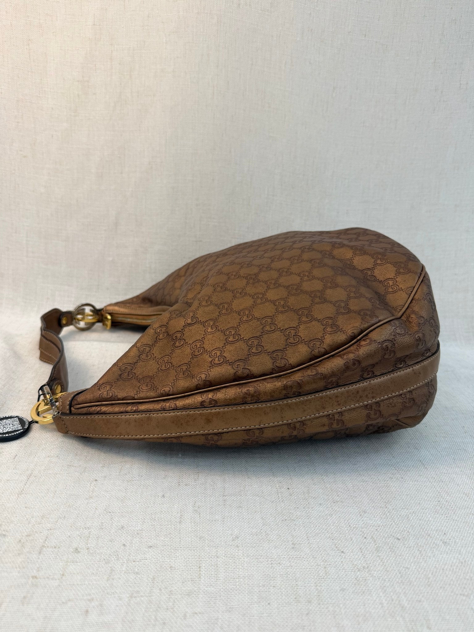 Gucci Bronze Leather Guccissima Sukey Hobo Bag