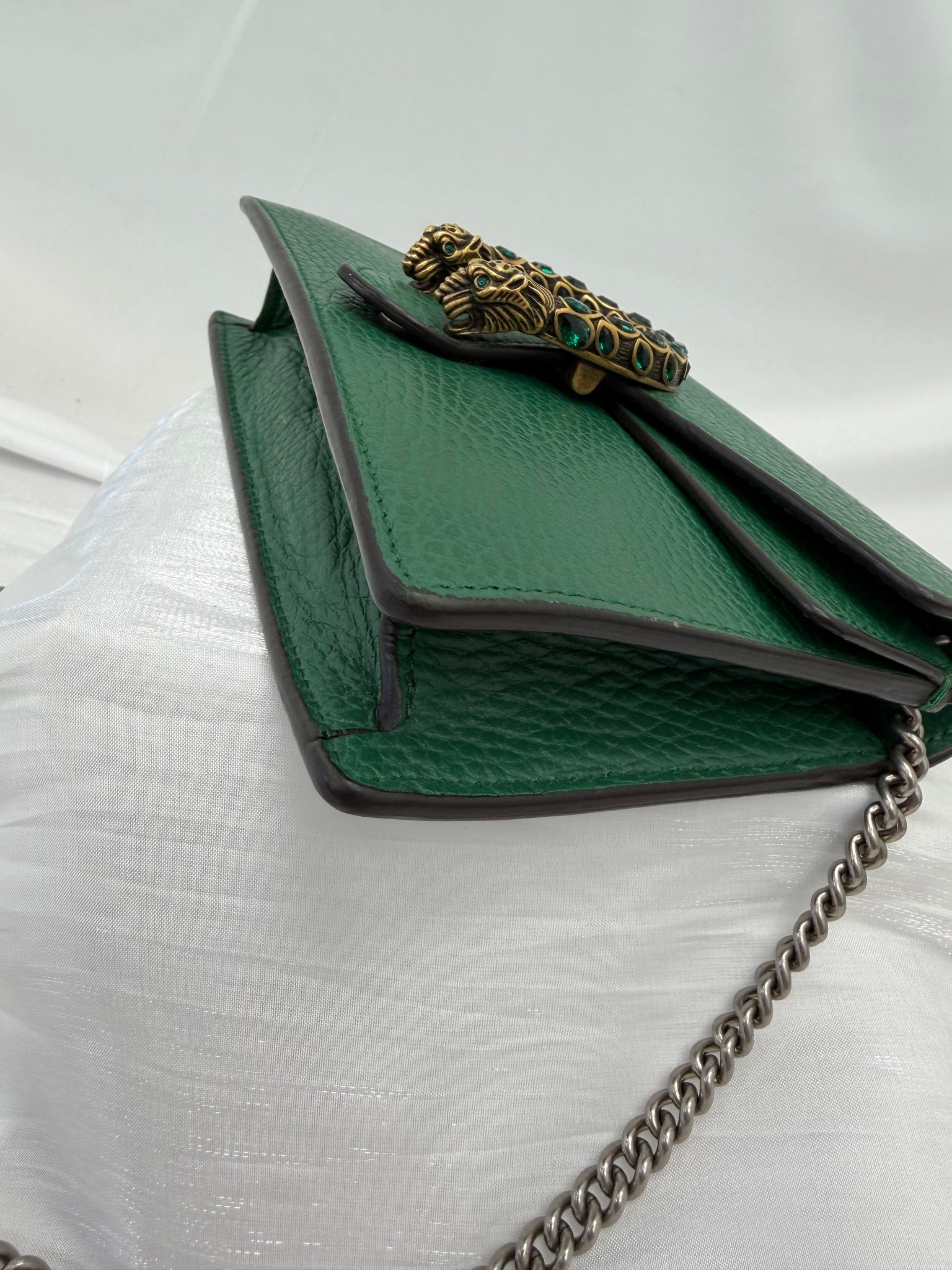 Gucci Emerald Green Grained Leather Super Mini Dionysus Bag