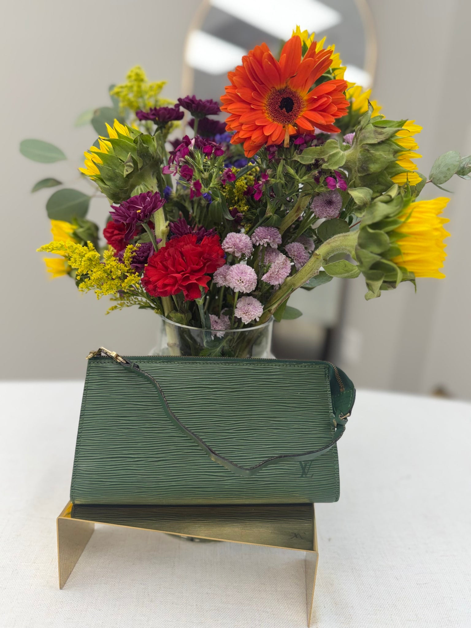 Louis Vuitton Green Epi Leather Leather Pochette Accessoires