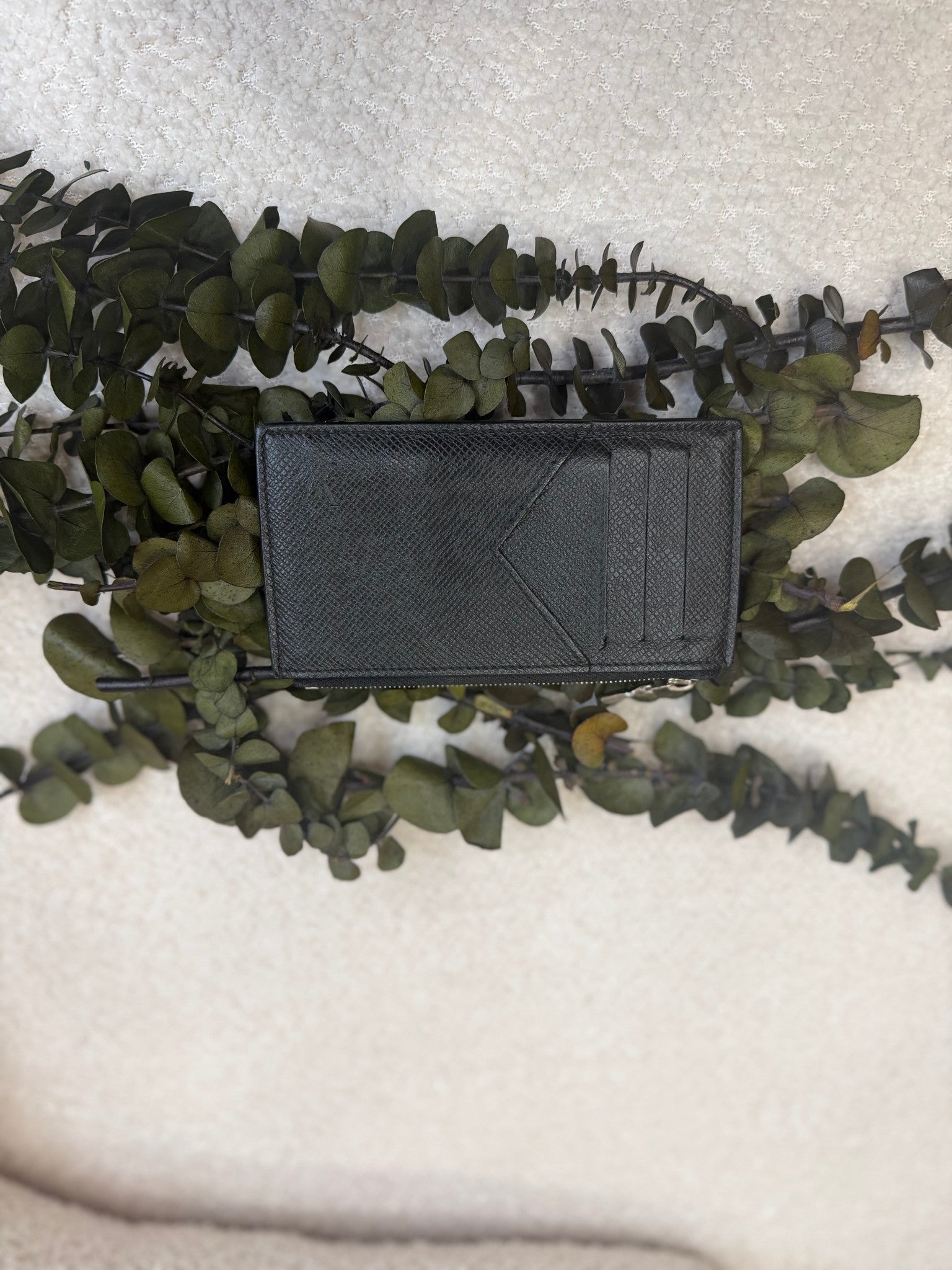 Louis Vuitton Black Leather Zip Card Case