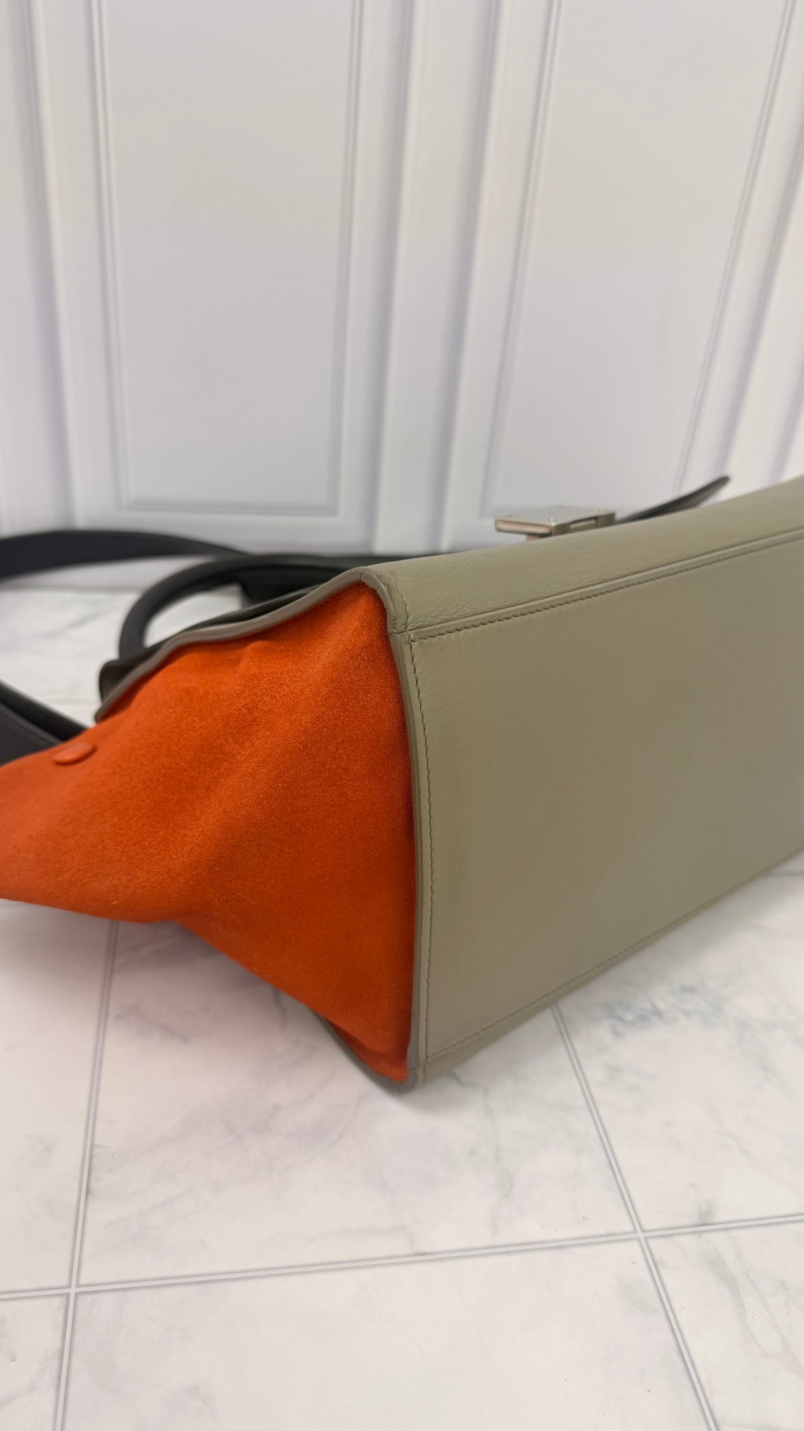 Celine Orange Tricolor Leather Small Trapeze 2Way Bag
