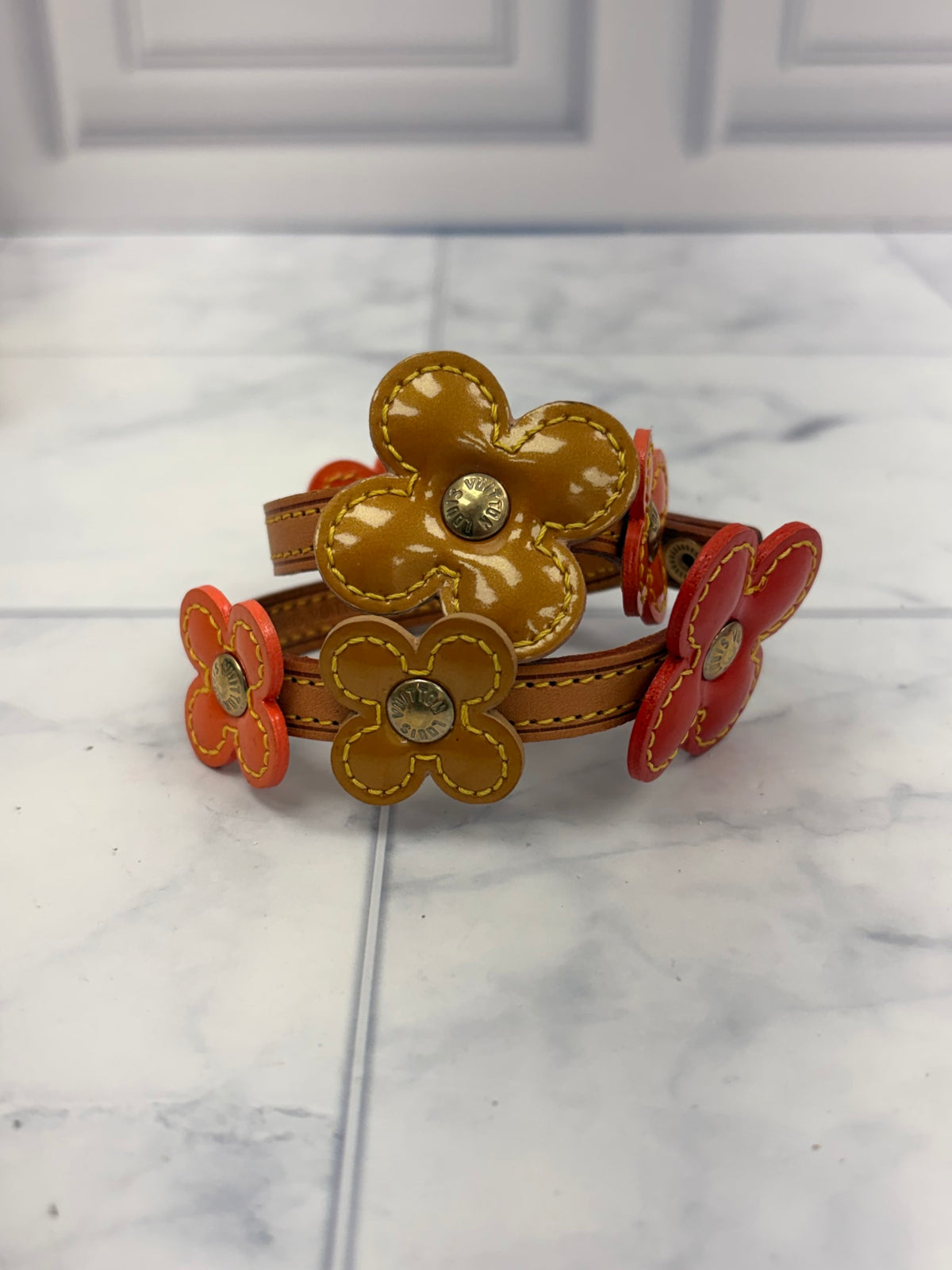 Louis Vuitton Multicolor Leather Lexington Flower Wrap Bracelet