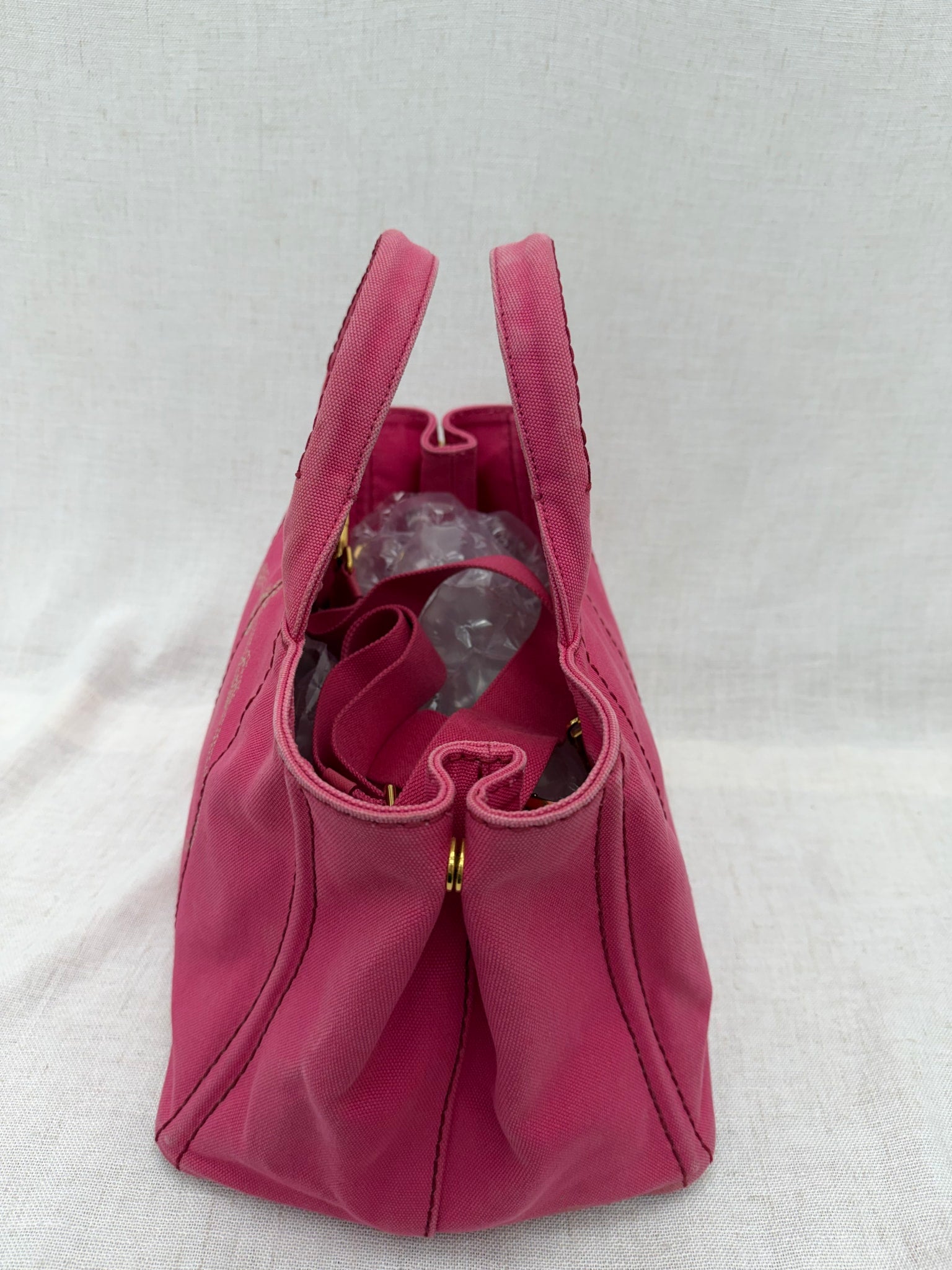 Prada Pink Canvas Large Canapa 2way Bag