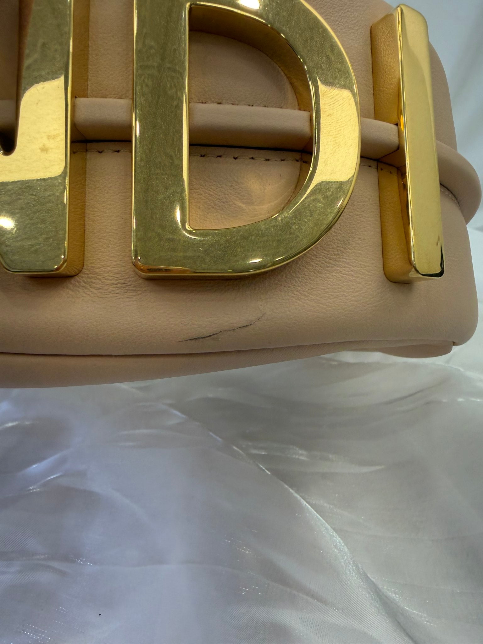 Fendi Nude Leather Fendigraphy Shoulder Bag