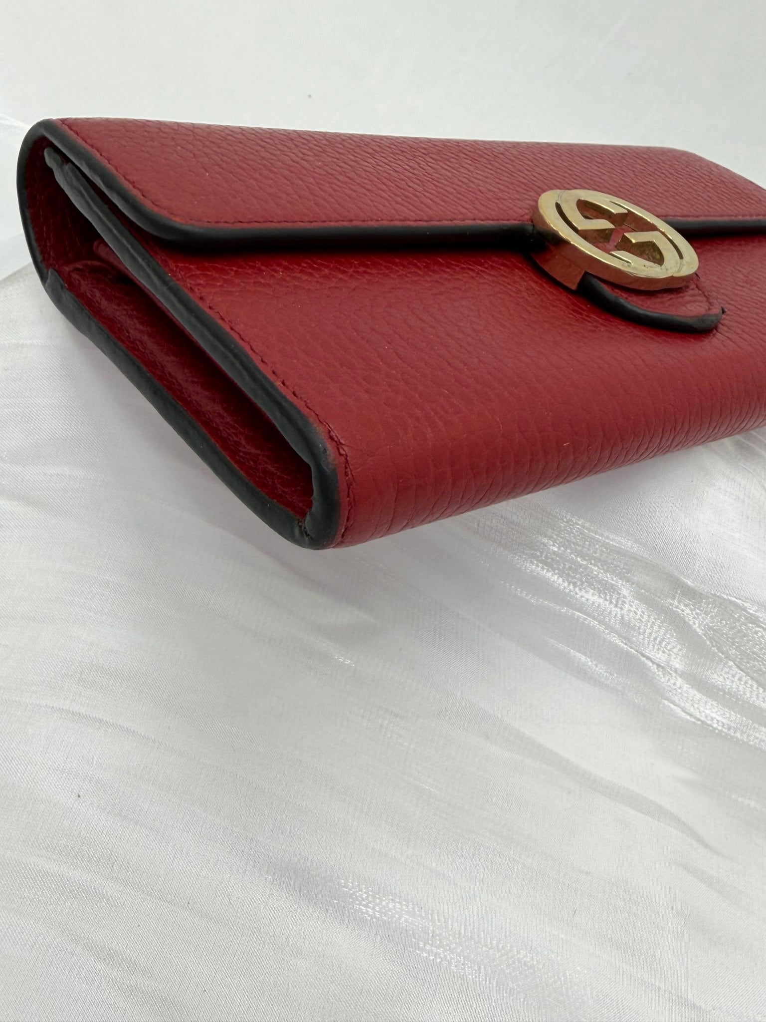 Gucci Red Leather Interlocking G Long Wallet