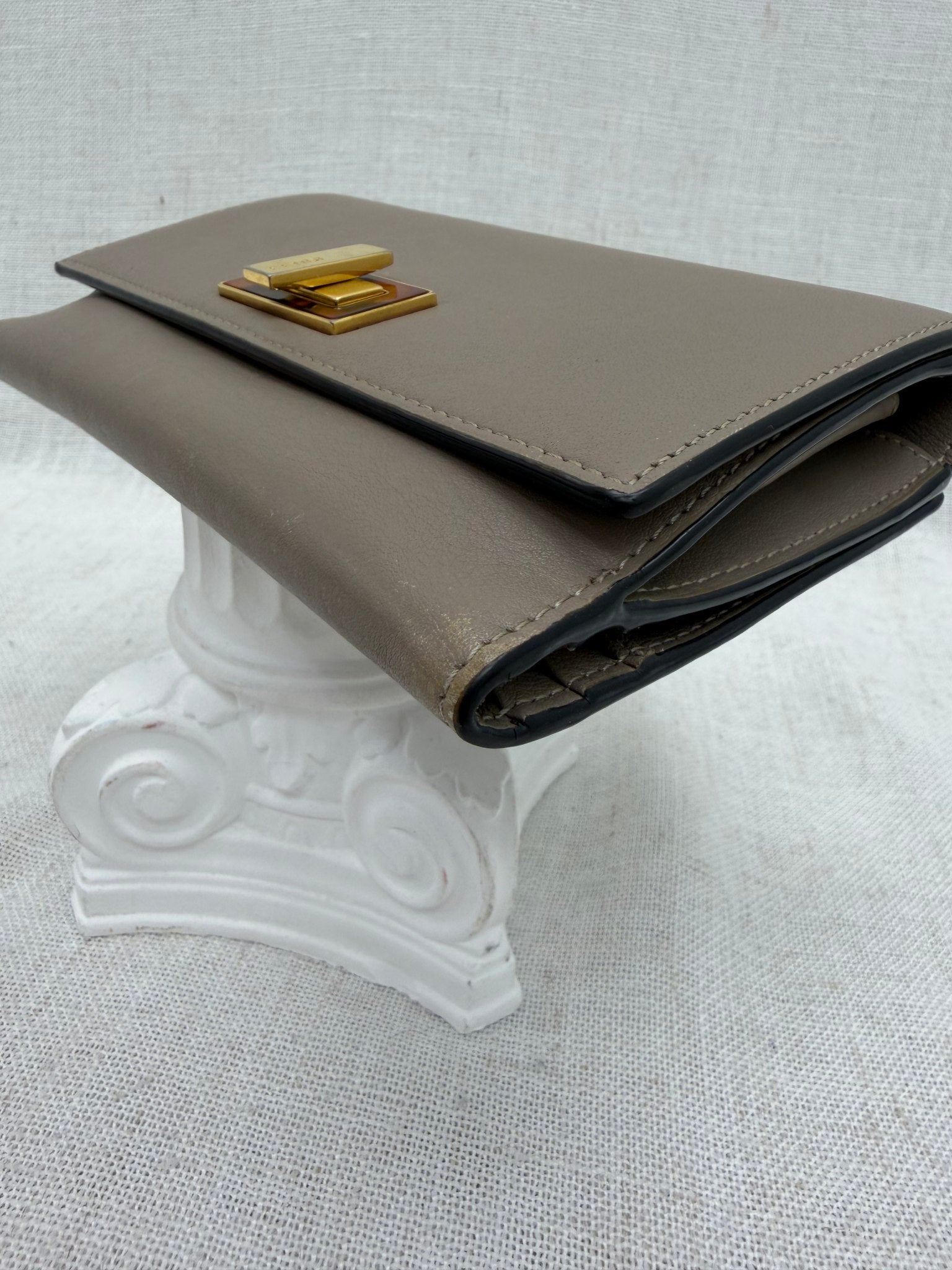Fendi Tan Leather Peekaboo Long Wallet