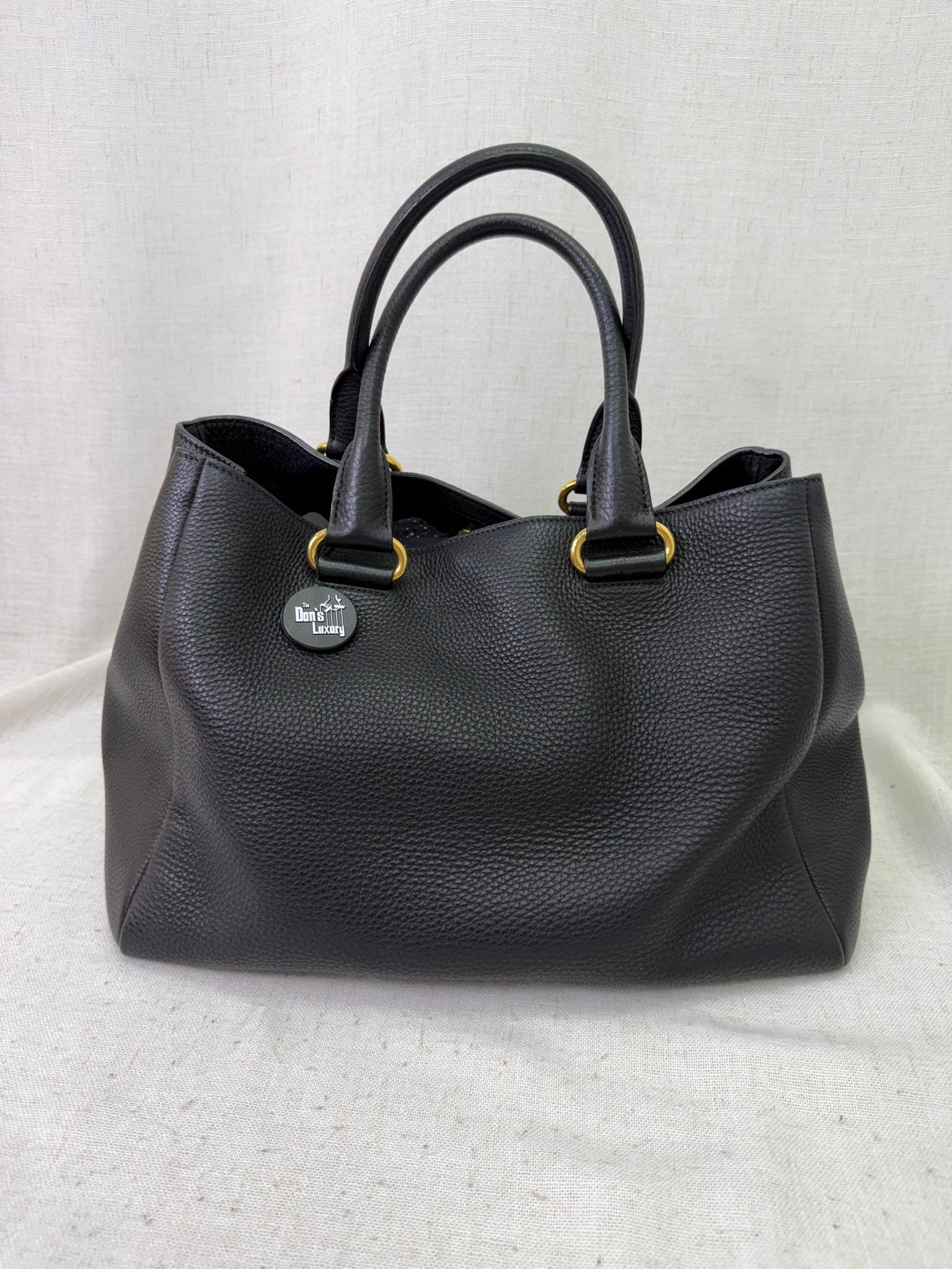 Prada Black Tumbled Leather Shoulder Tote