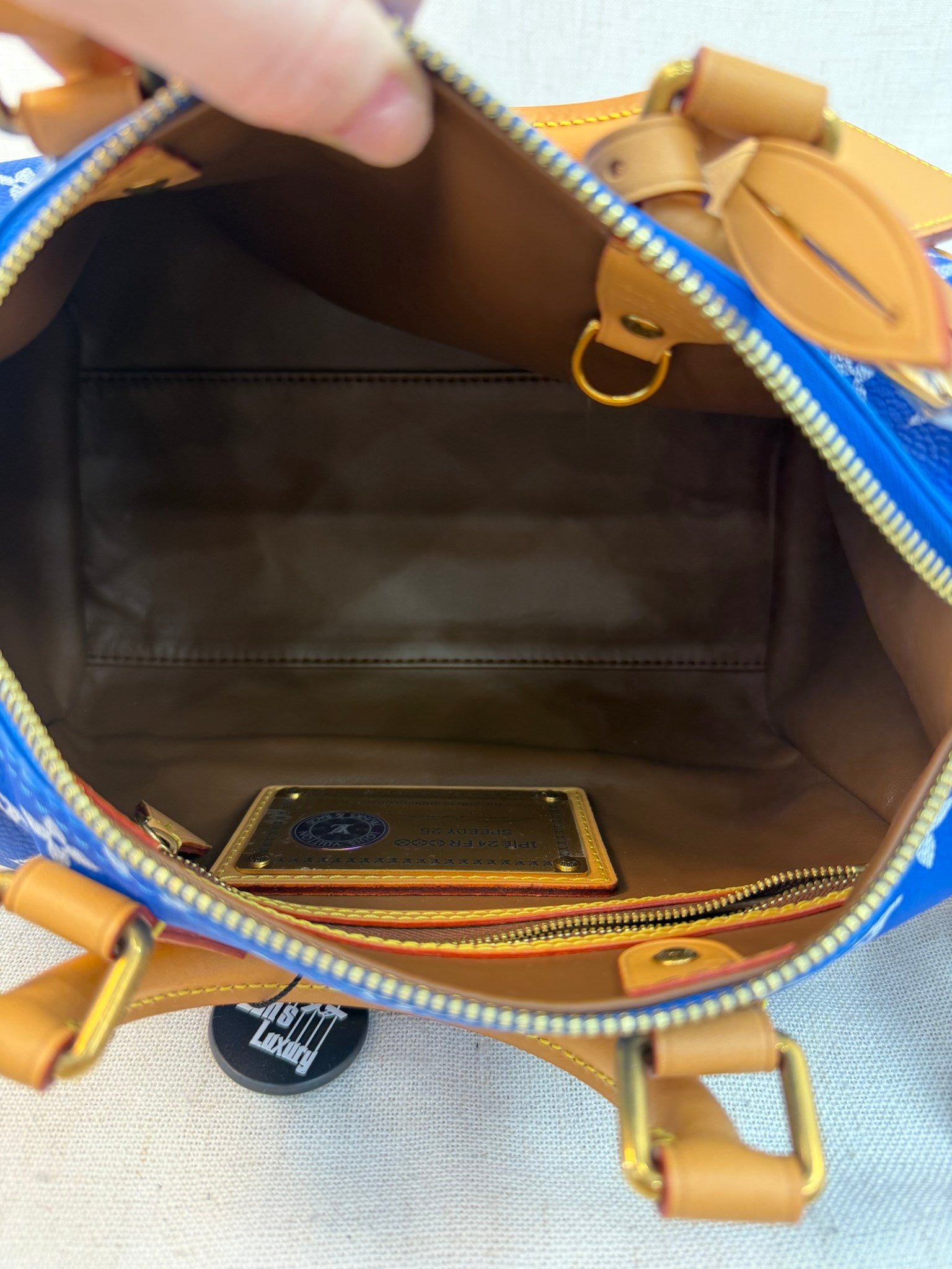 BRAND NEW- Louis Vuitton Blue Calfskin Speedy P9 Bandouliere 25 Bag