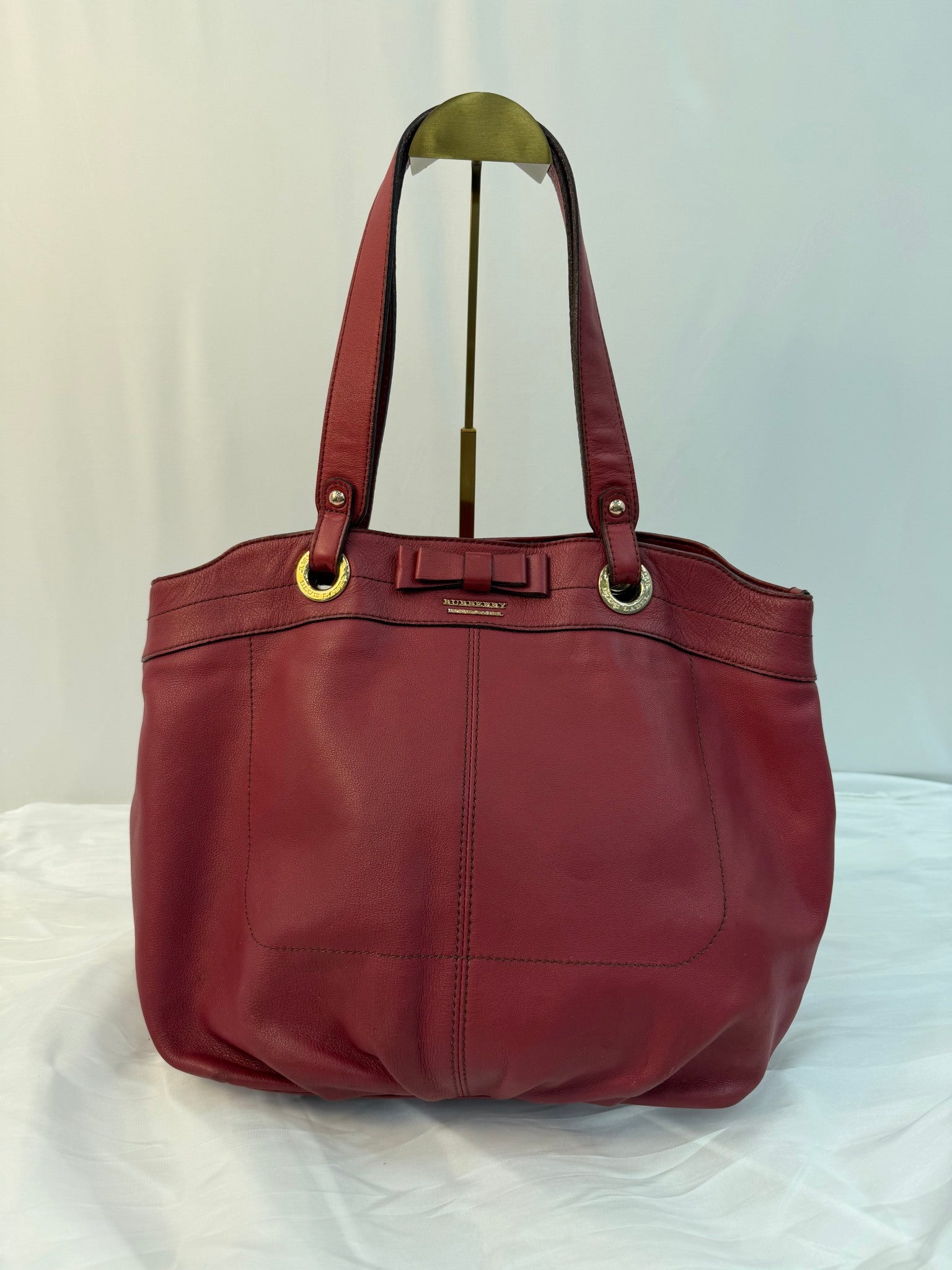 Burberry Blue Label Red Leather Bow Tote