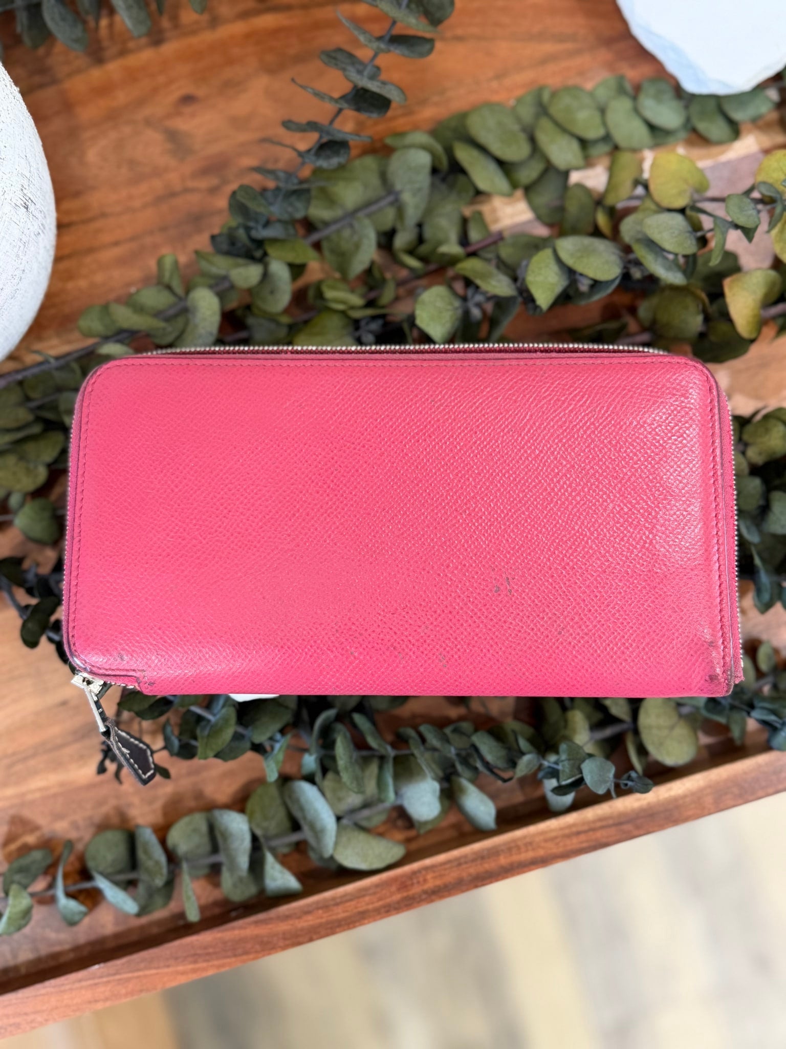 Hermes Pink Leather Silk’in Long Zippy Wallet