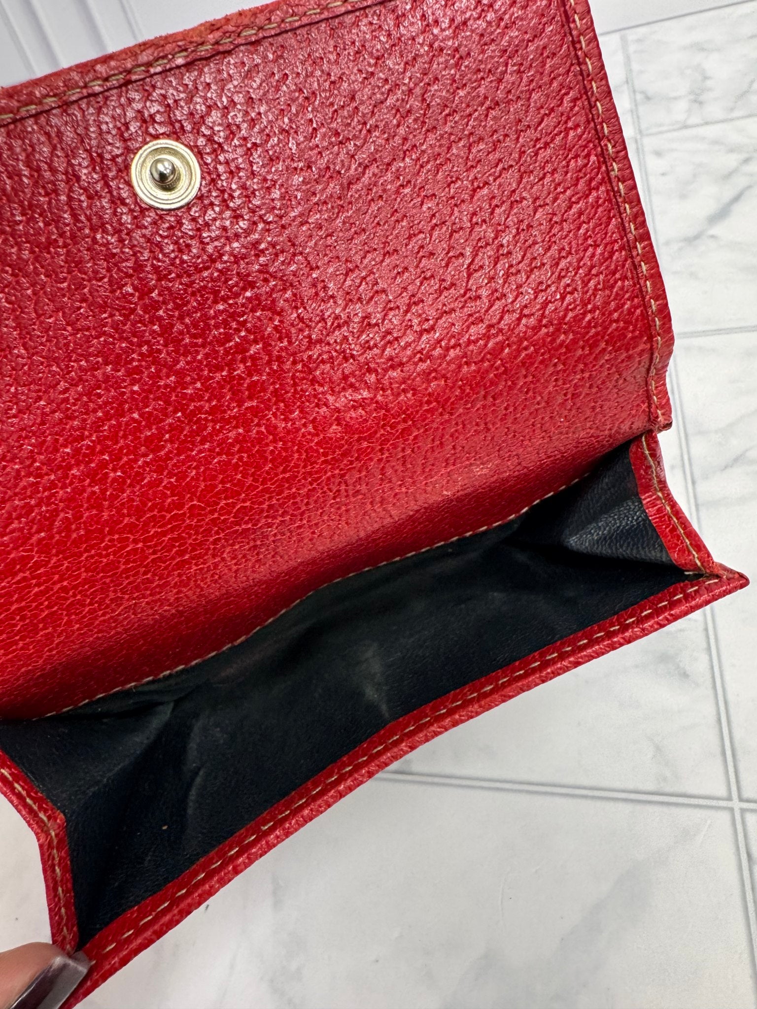 Gucci Blue GG Canvas And Red Trim Compact Wallet