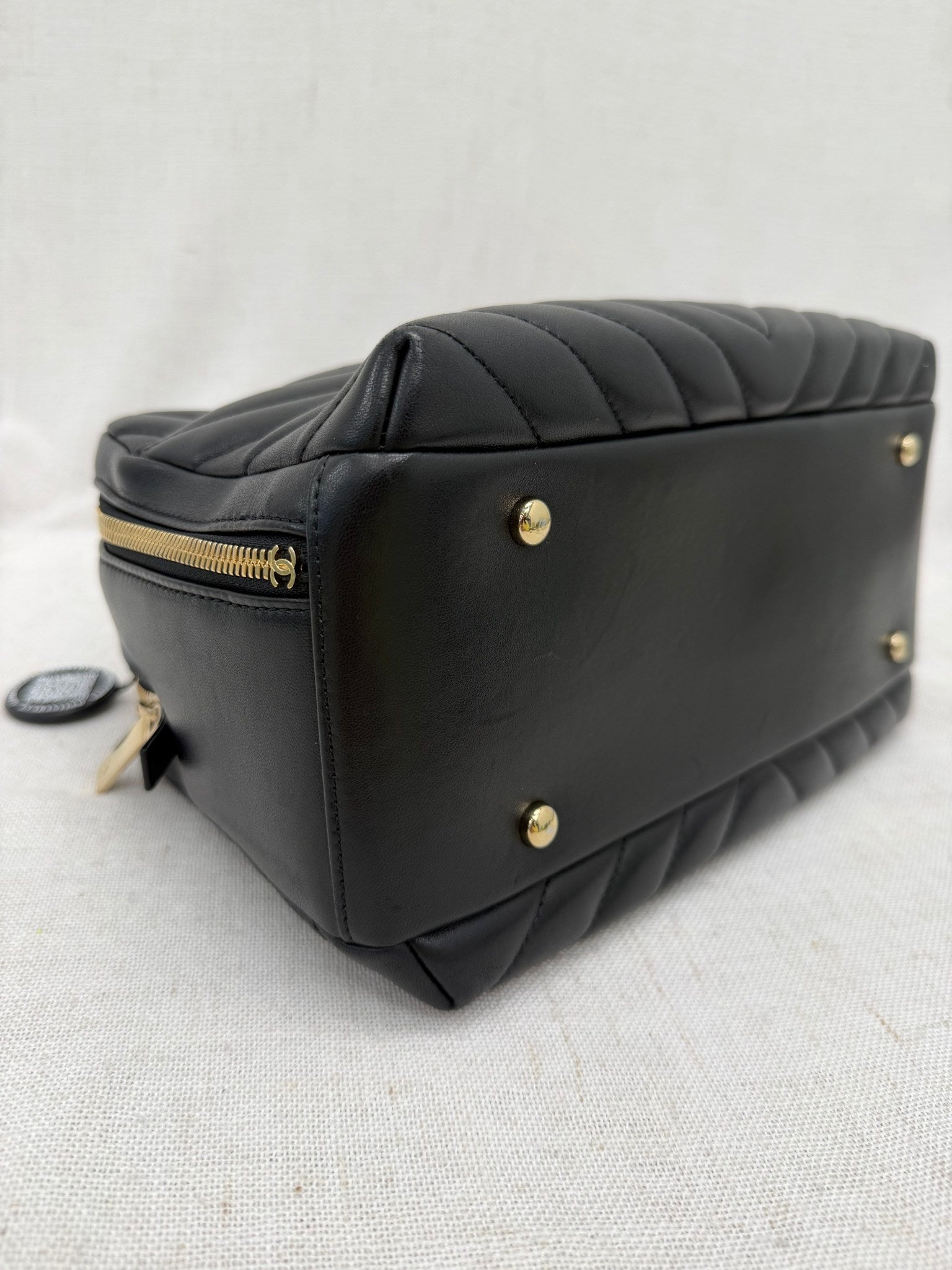 Chanel Black Lambskin Leather Trendy CC Bowling Bag