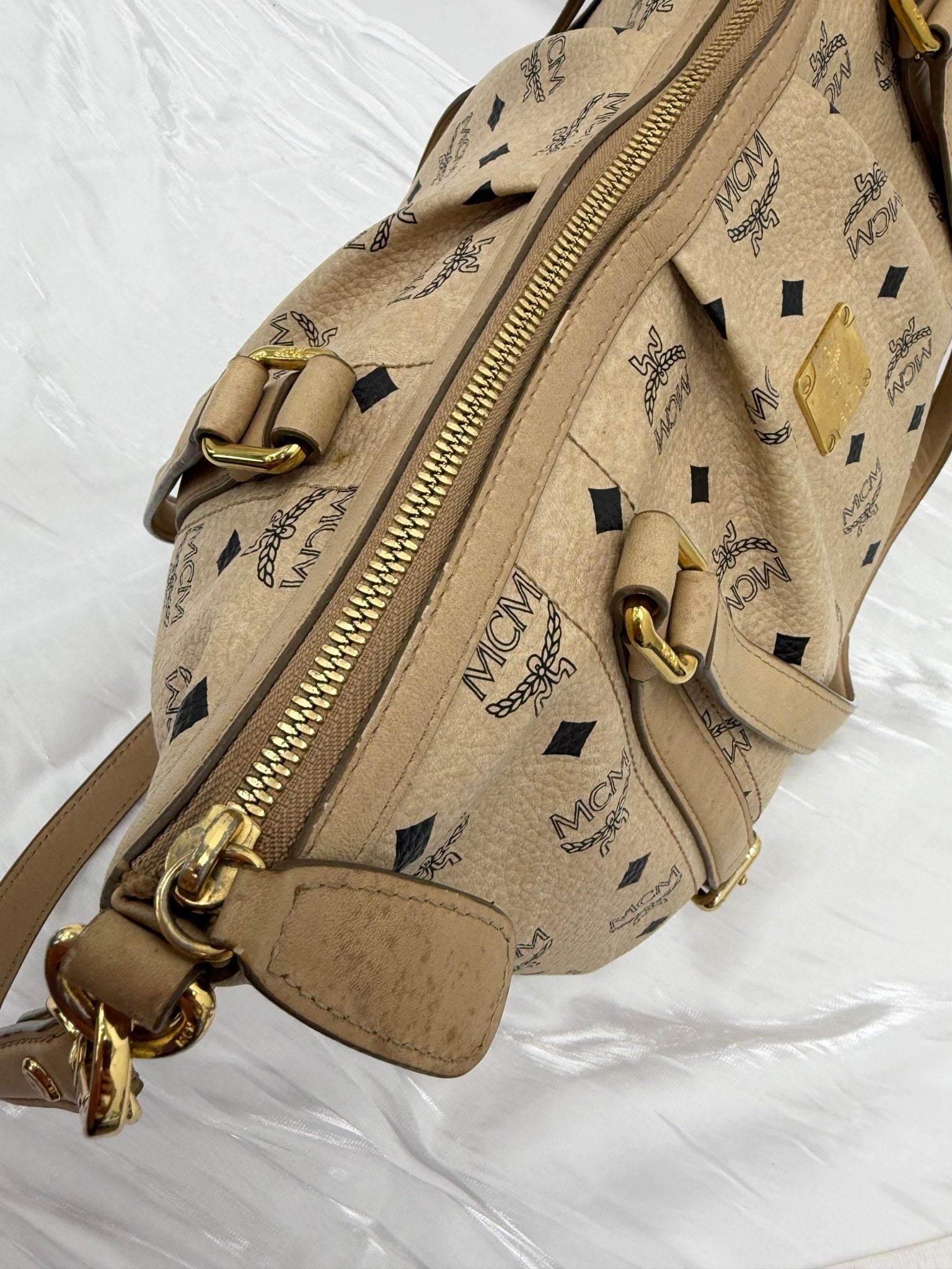 MCM Tan Visetos Coated Canvas 2Way Shopper Tote