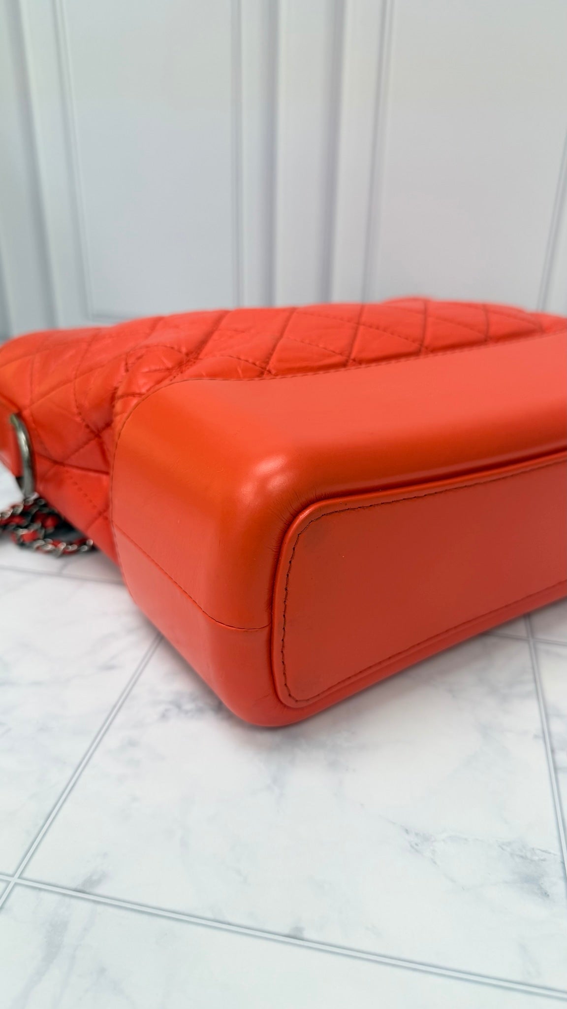 Chanel Orange Quilted Leather Gabrielle Medium Hobo Bag
