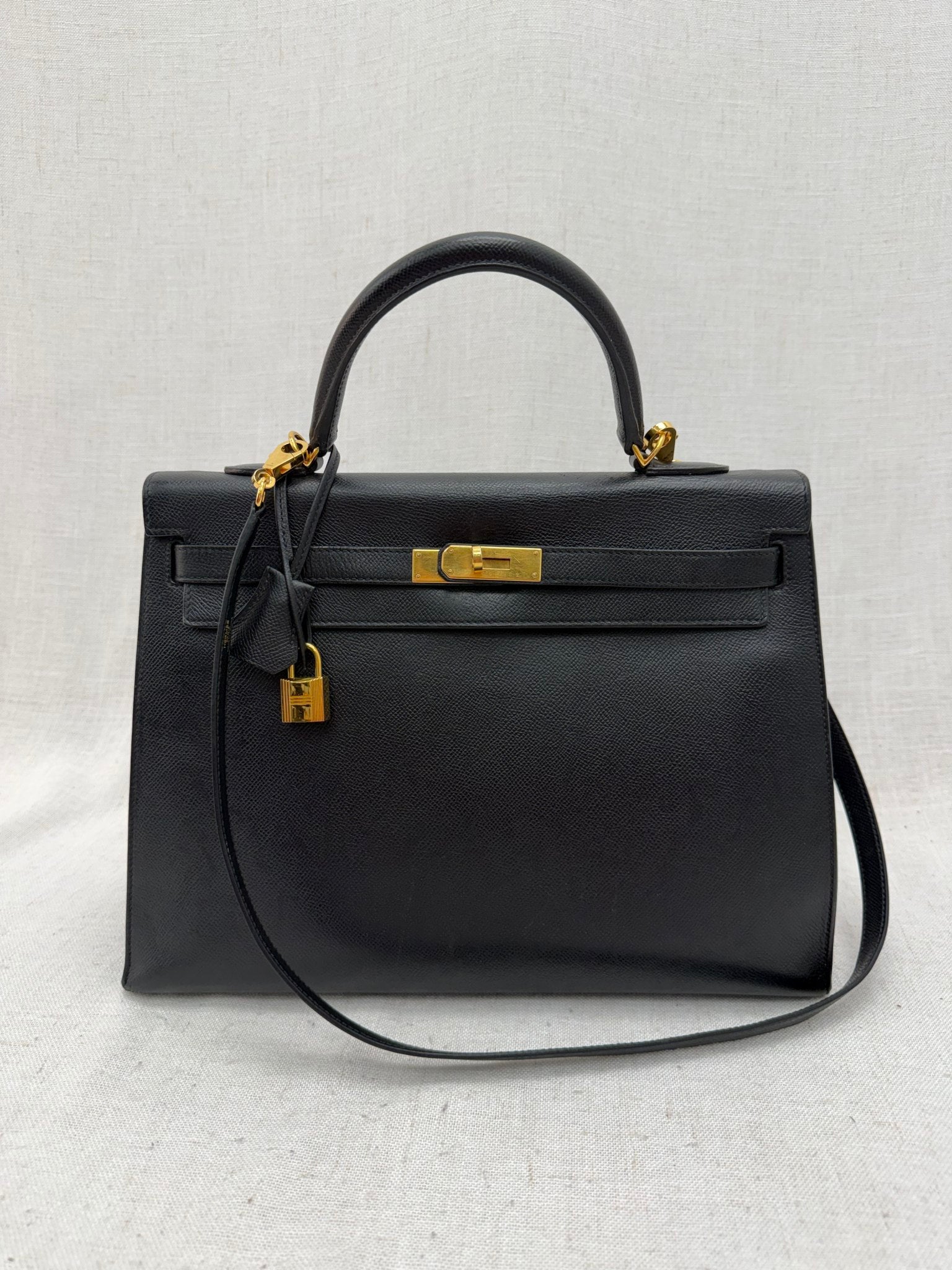 Hermes Black Epsom Leather Kelly Sellier 35