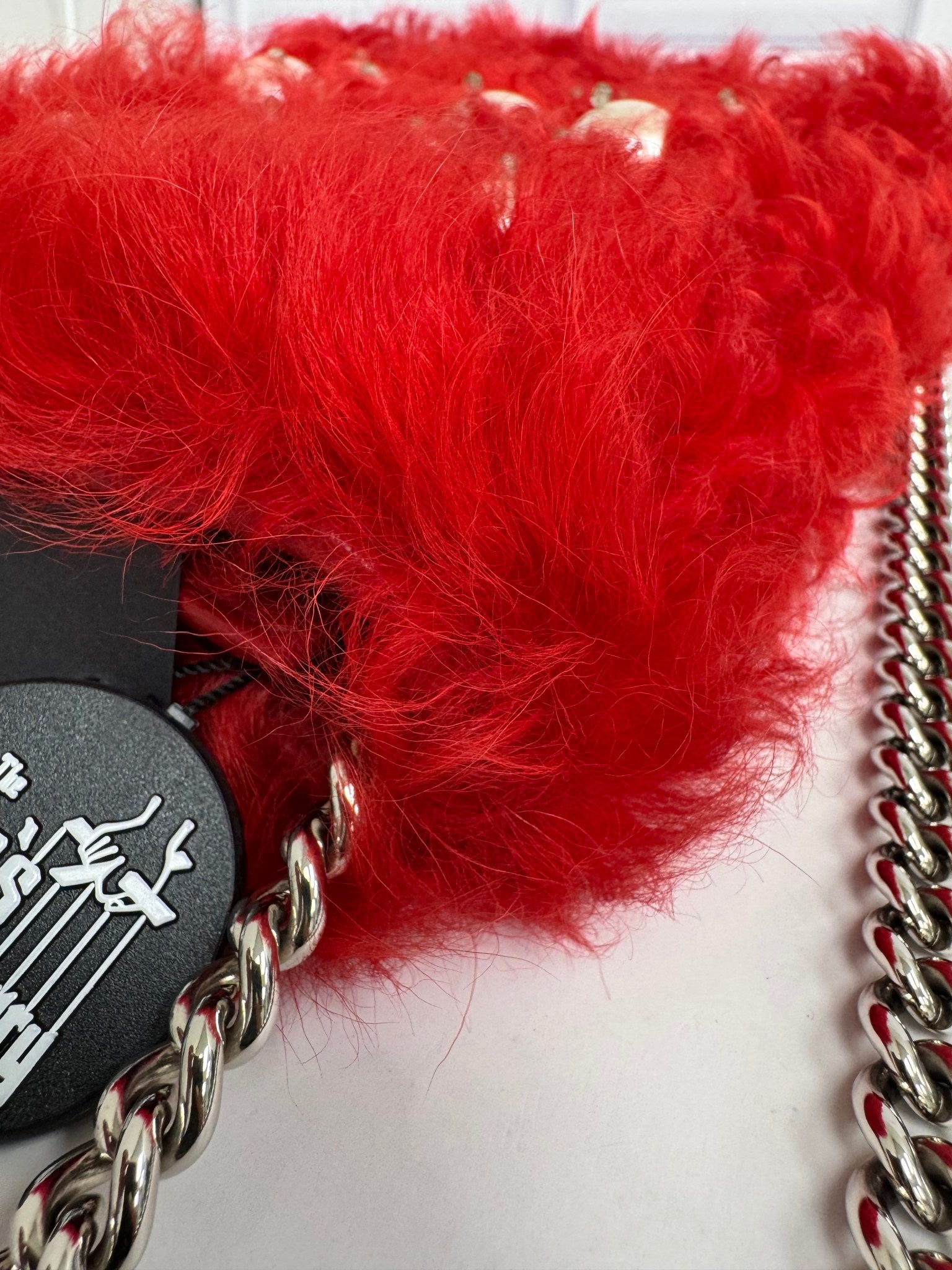 Miu Miu Red Pearl And Fur Crossbody Bag