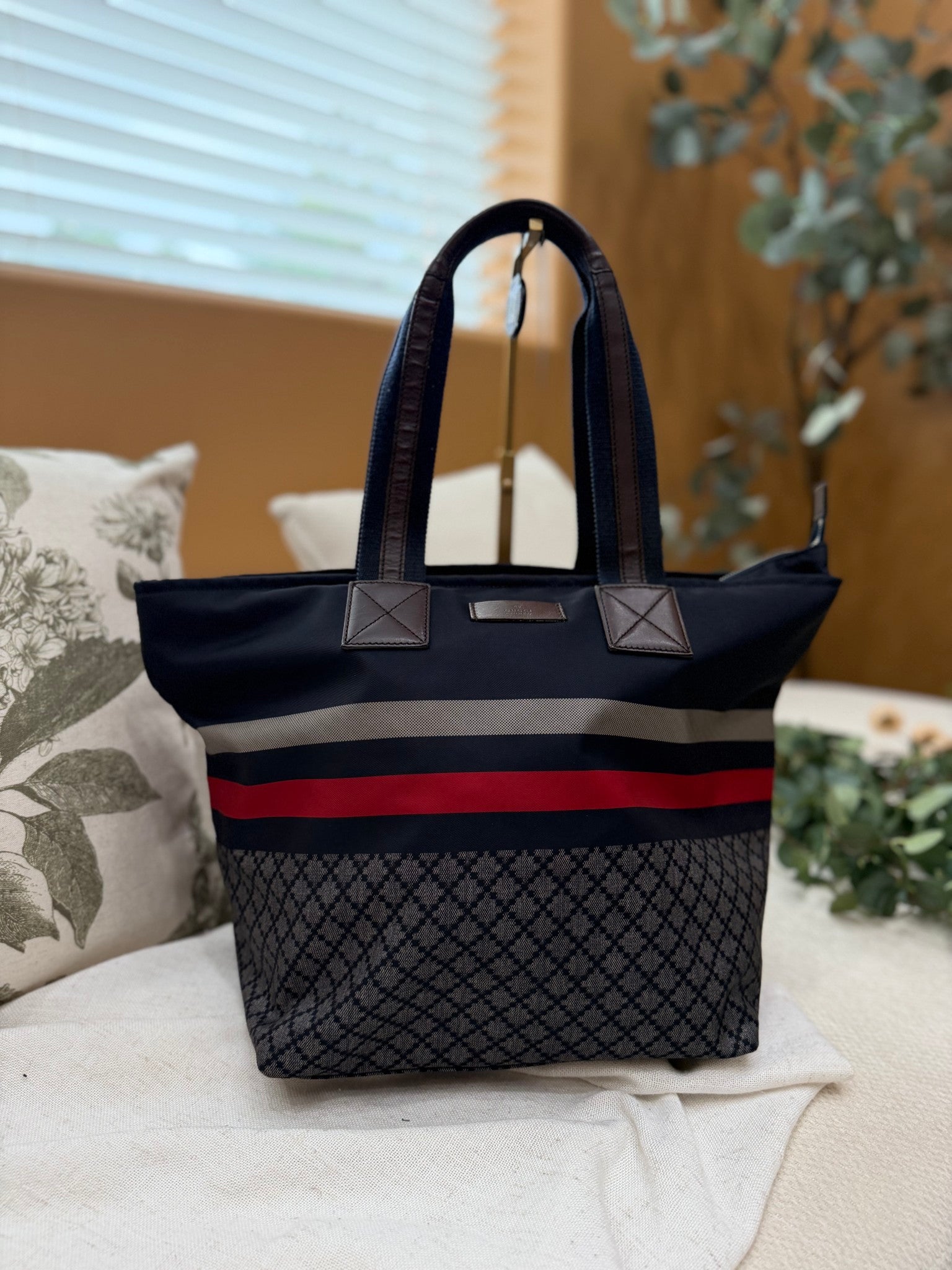 Gucci Navy Nylon Tote Bag