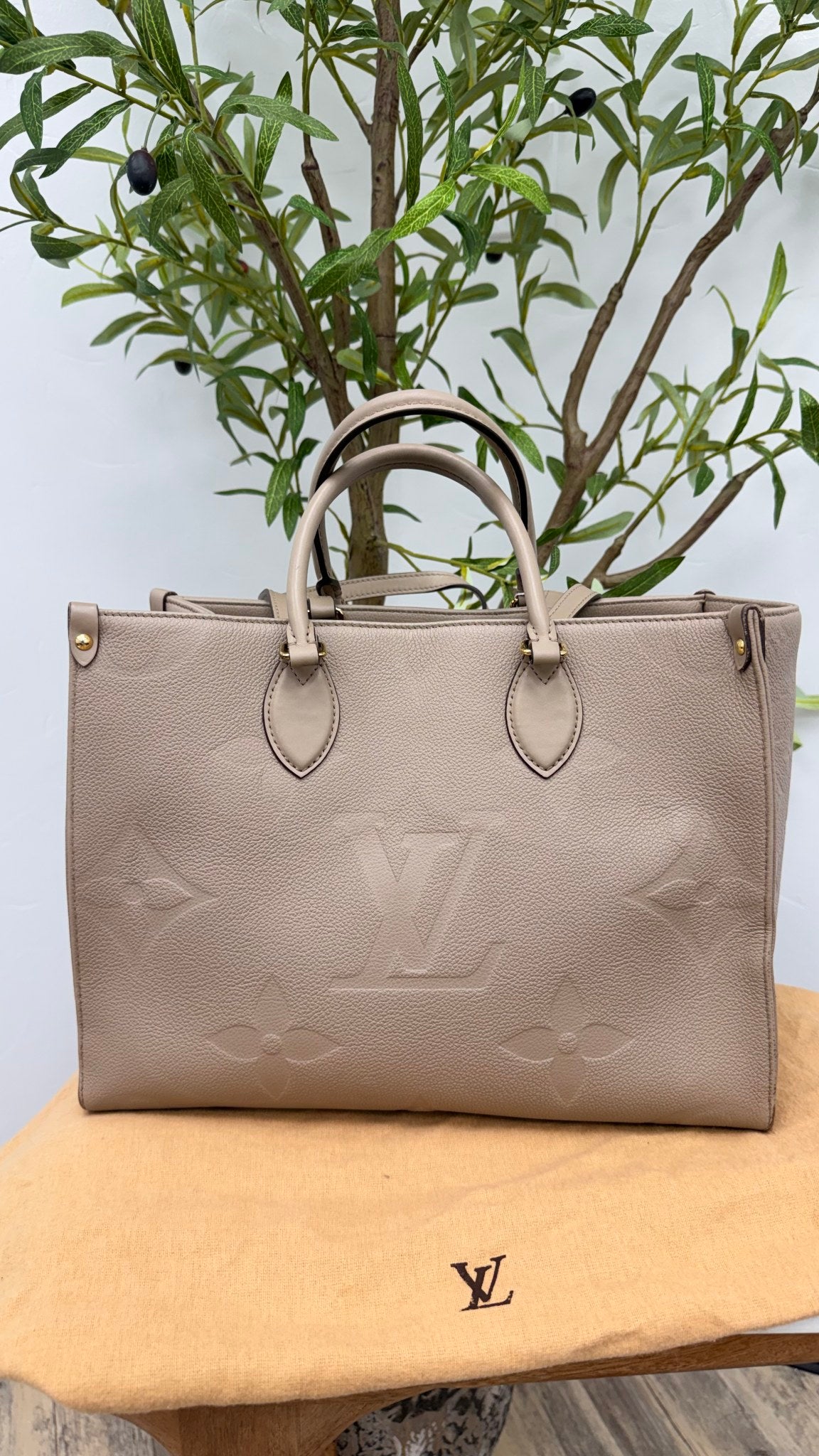 Louis Vuitton Monogram Turtledove Empreinte Leather On The Go MM