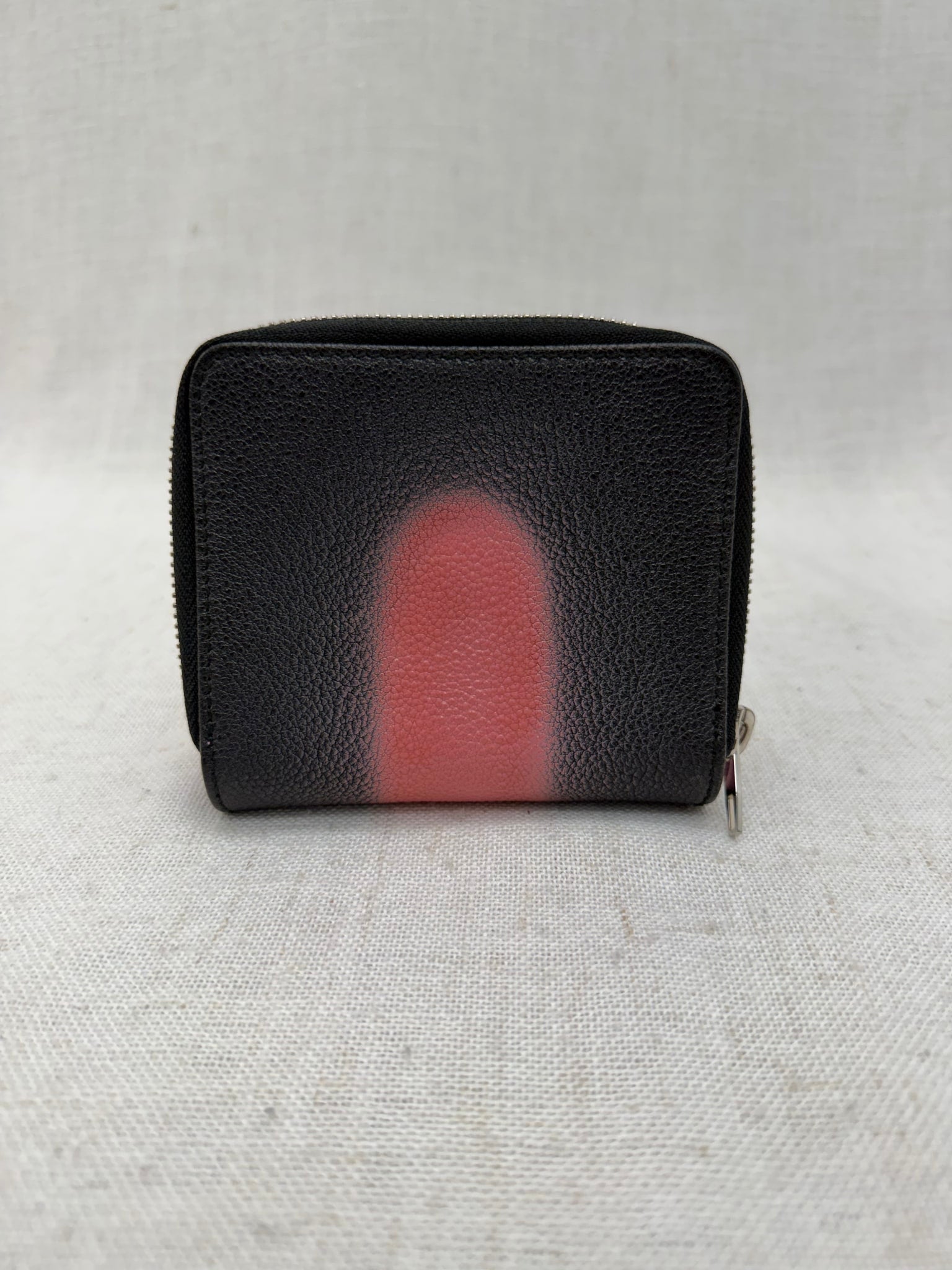 Balenciaga Black & Pink Spray Effect Compact Zippy Wallet