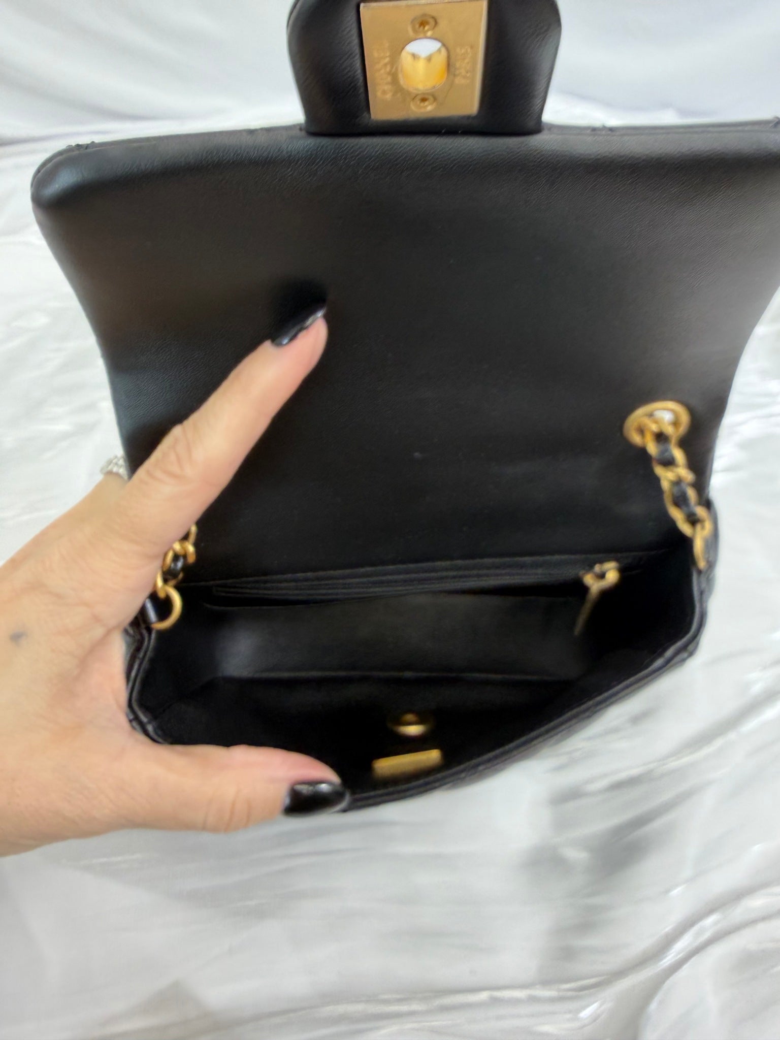 Chanel Black Lambskin Coco Hearts Square Mini Flap Crossbody