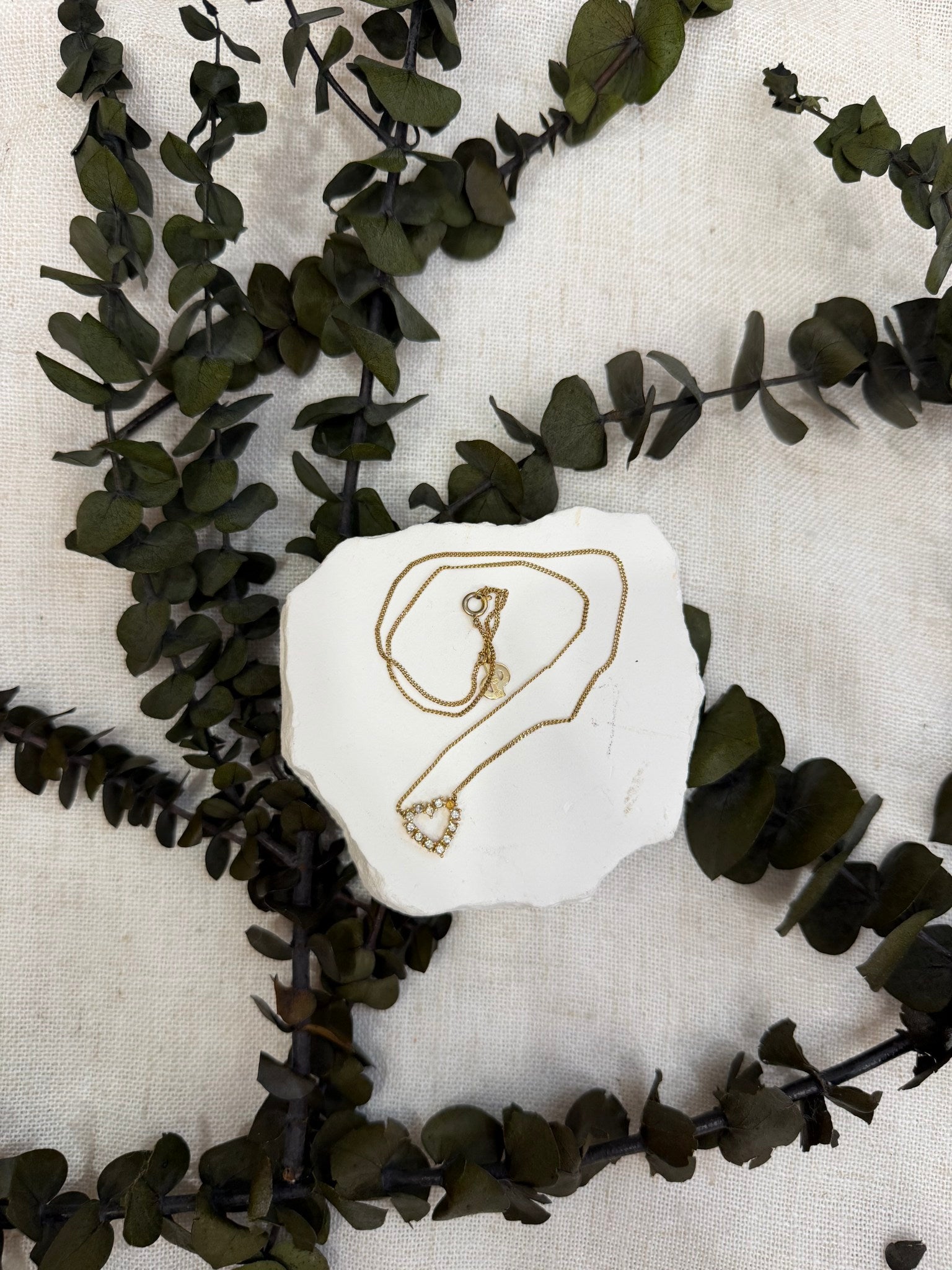 Christian Dior Gold Rhinestone Heart Necklace