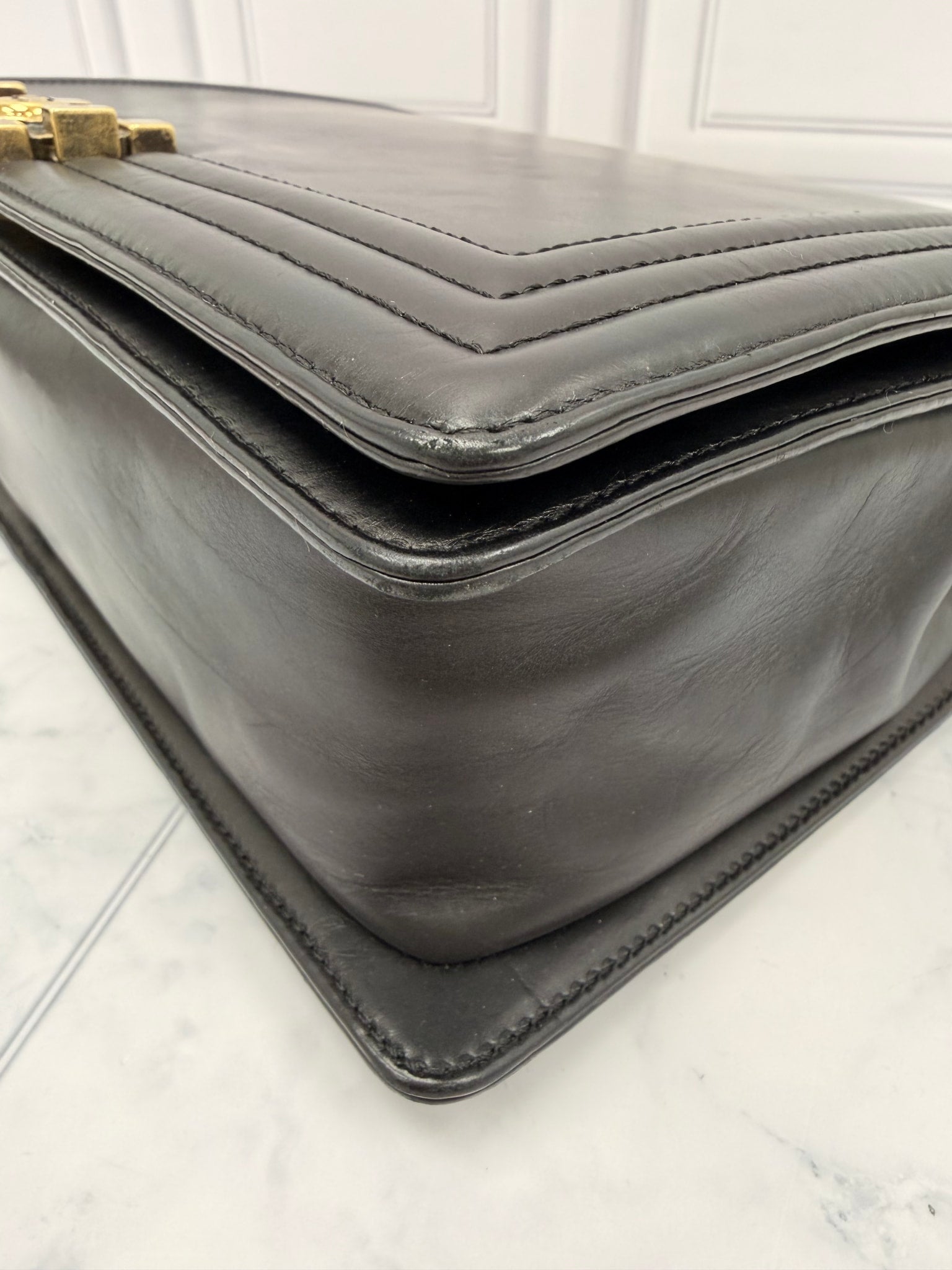 Chanel Black Leather Large Reverso Boy Flap Bag
