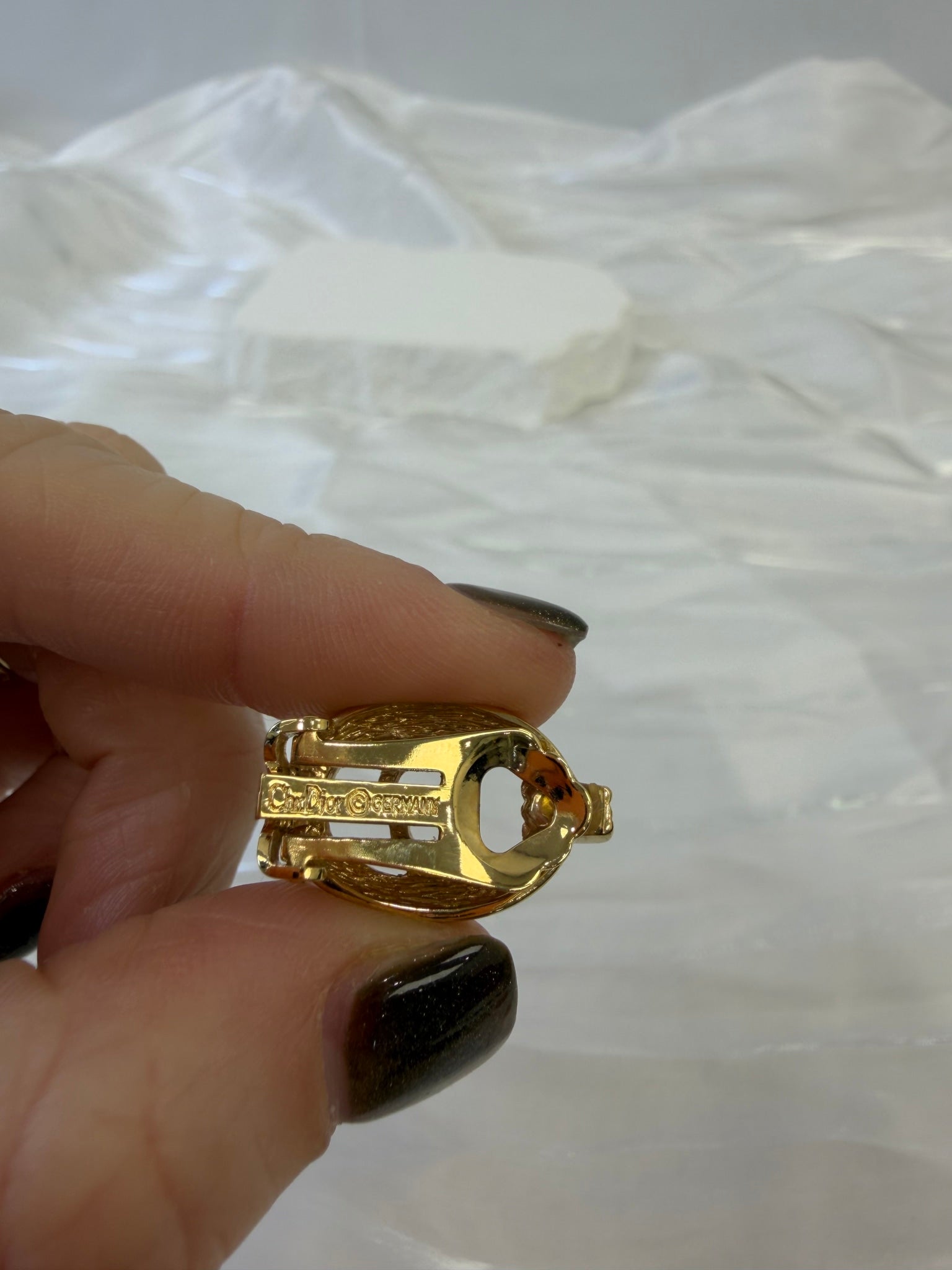 Christian Dior Gold CD Clip On Earrings