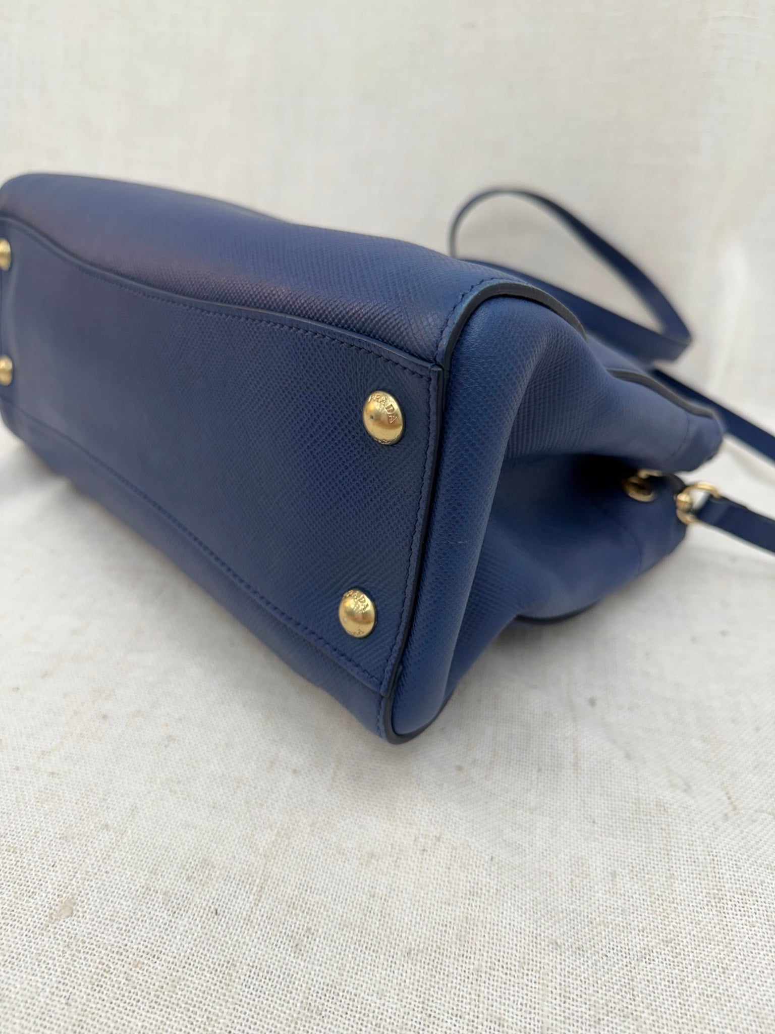 Prada Blue Saffiano Leather Daino Satchel 2Way Bag