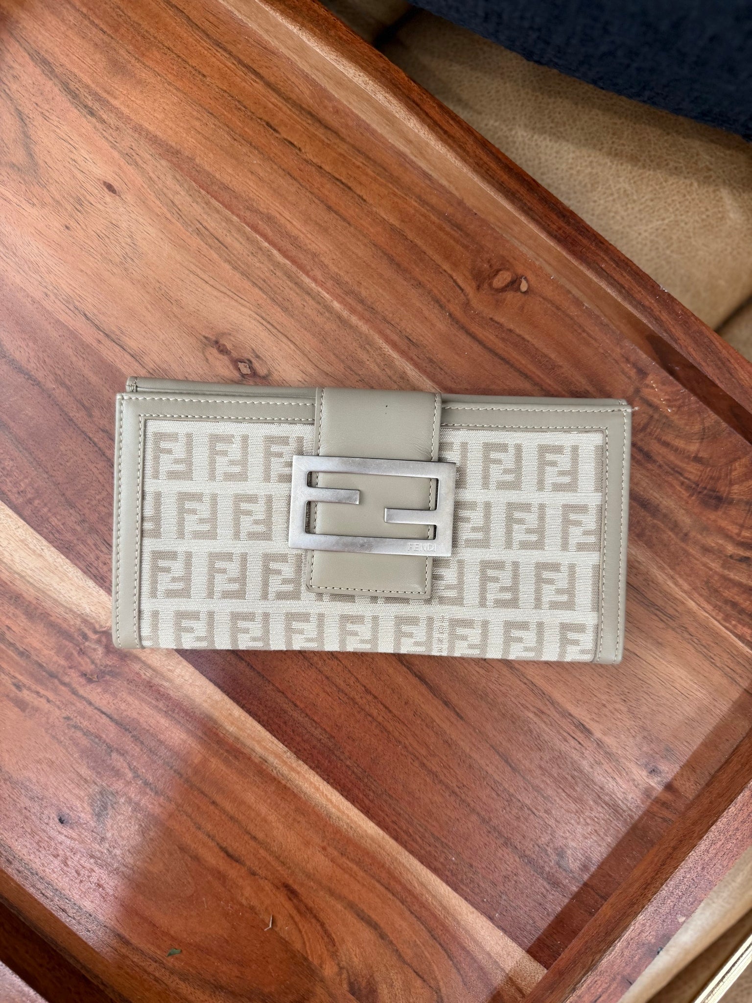 Fendi Beige Zucca Canvas Long Wallet