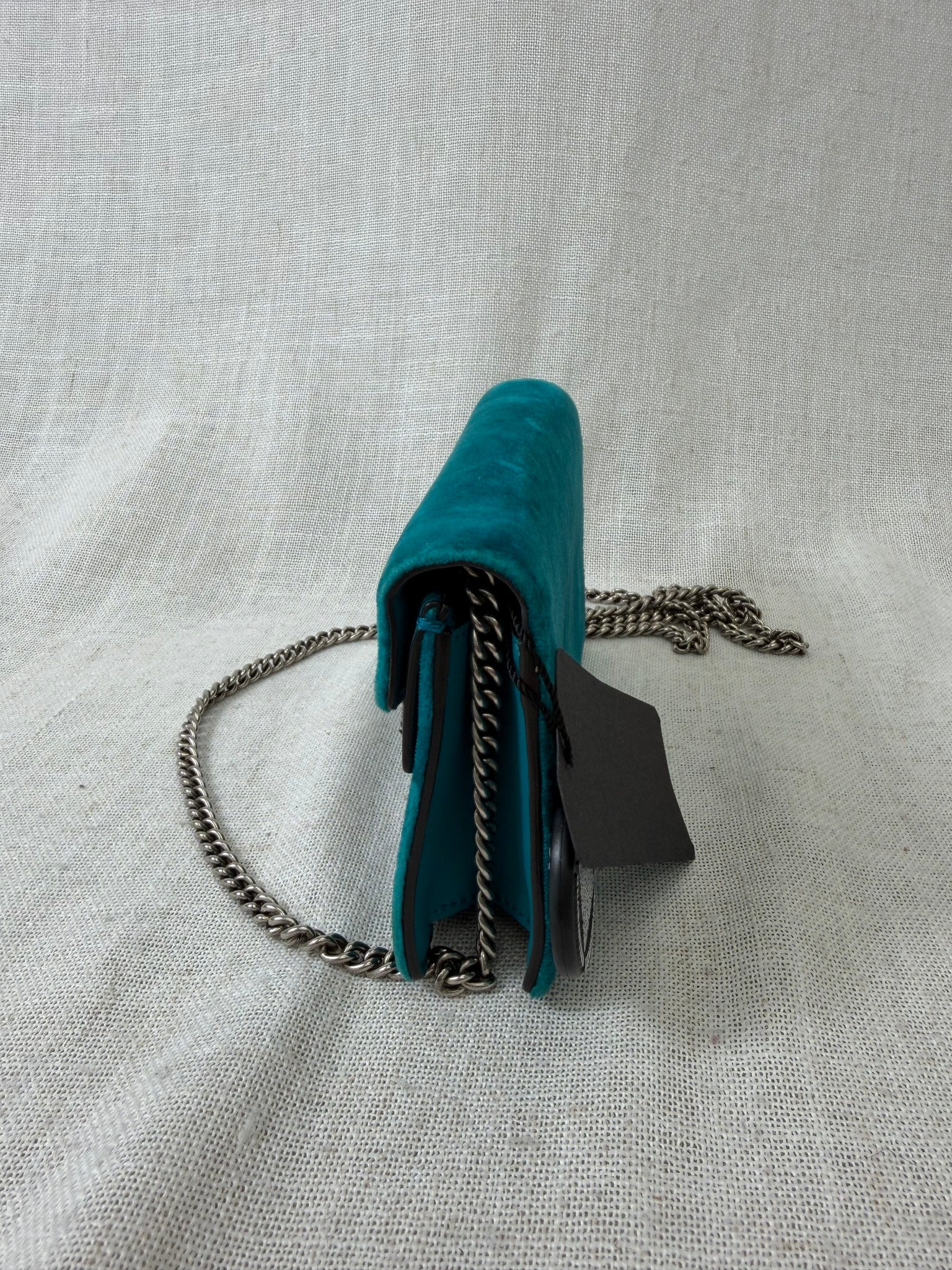 Gucci Turquoise Velvet Dionysus Super Mini Crossbody