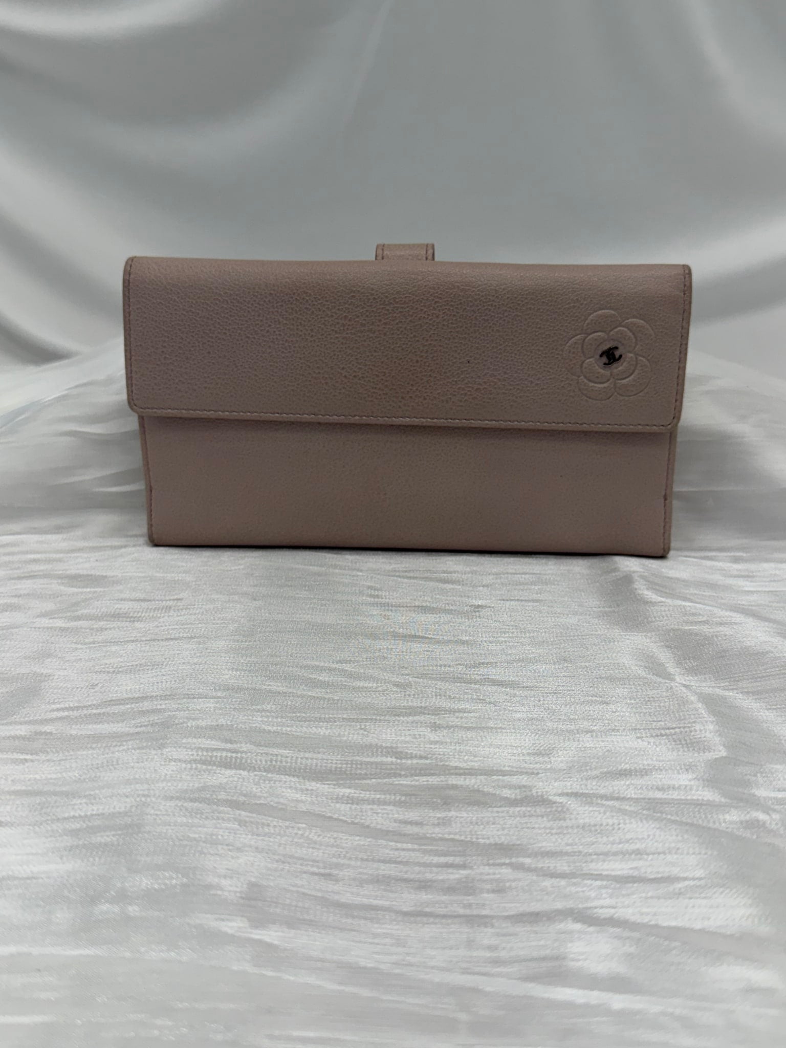 Chanel Pink Lambskin Camellia Long Wallet