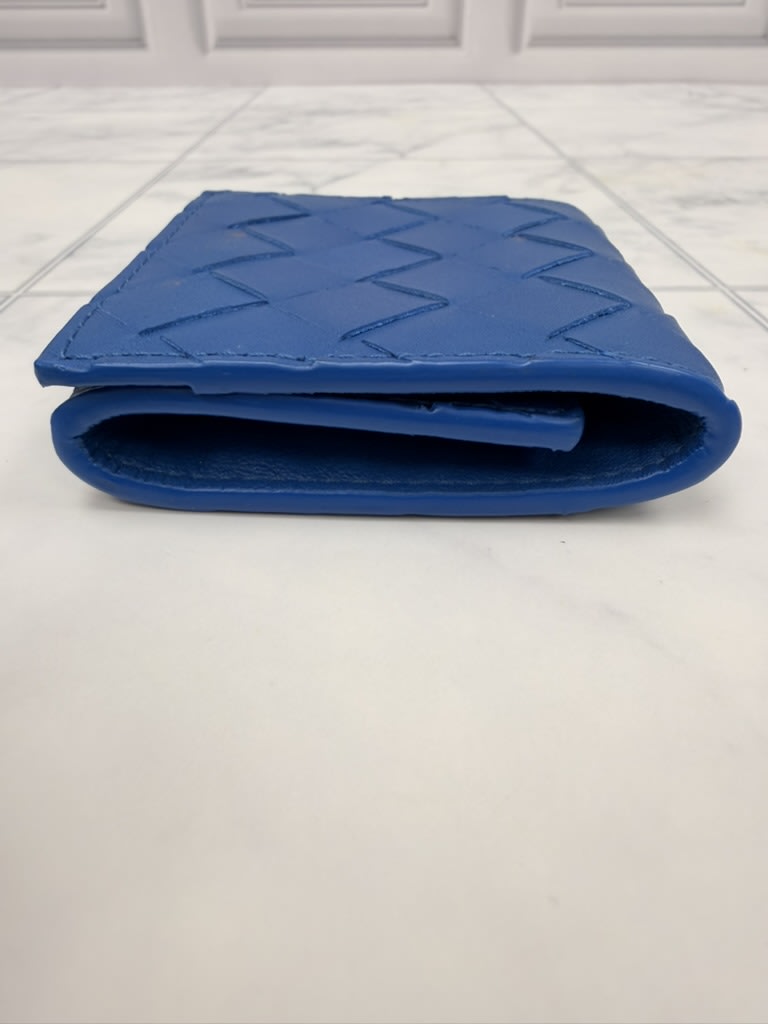 Bottega Veneta Blue Intrecciato Coin Wallet