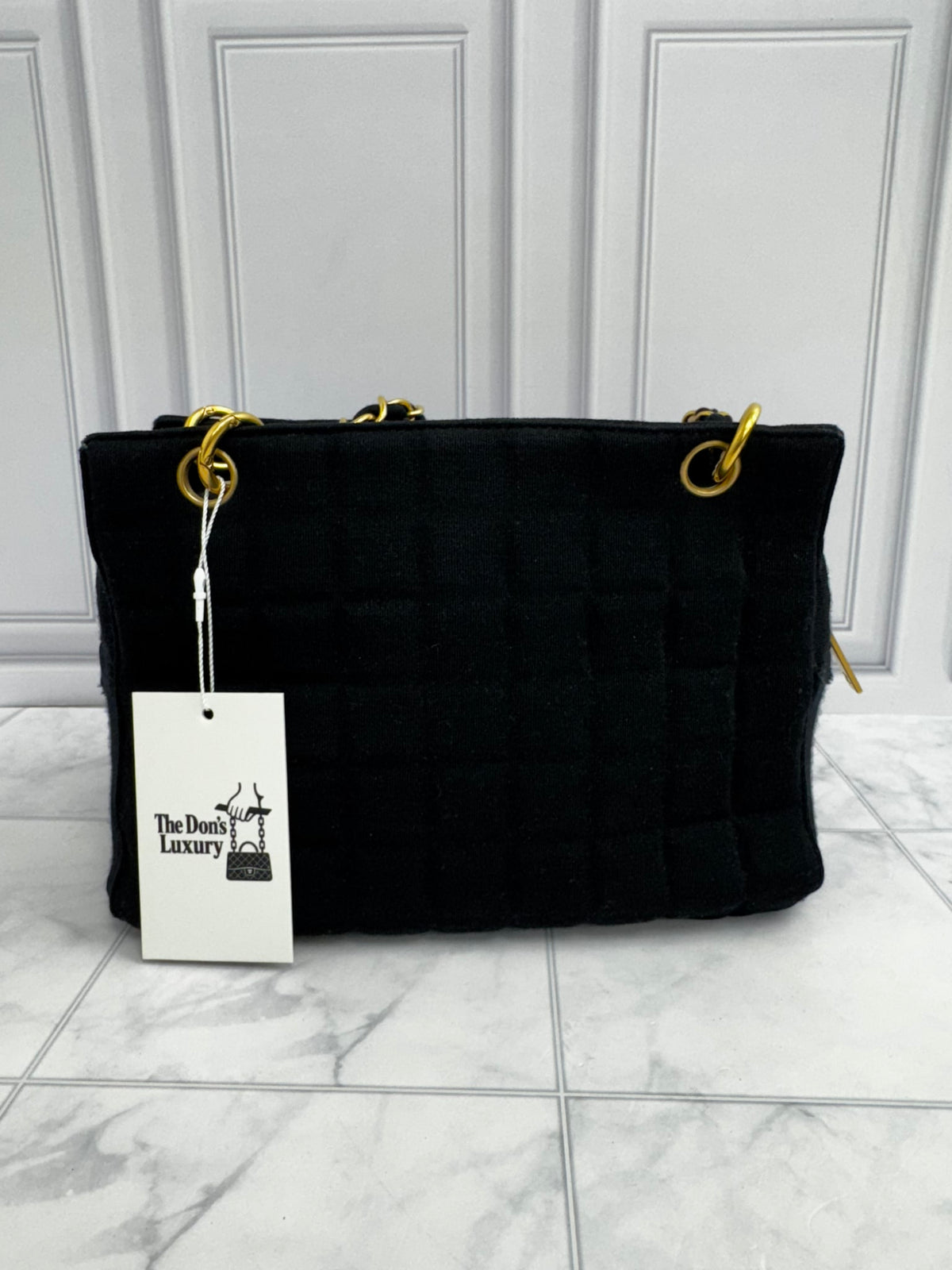Chanel Black Quilted Jersey Chocolate Bar Timeless Tote Bag