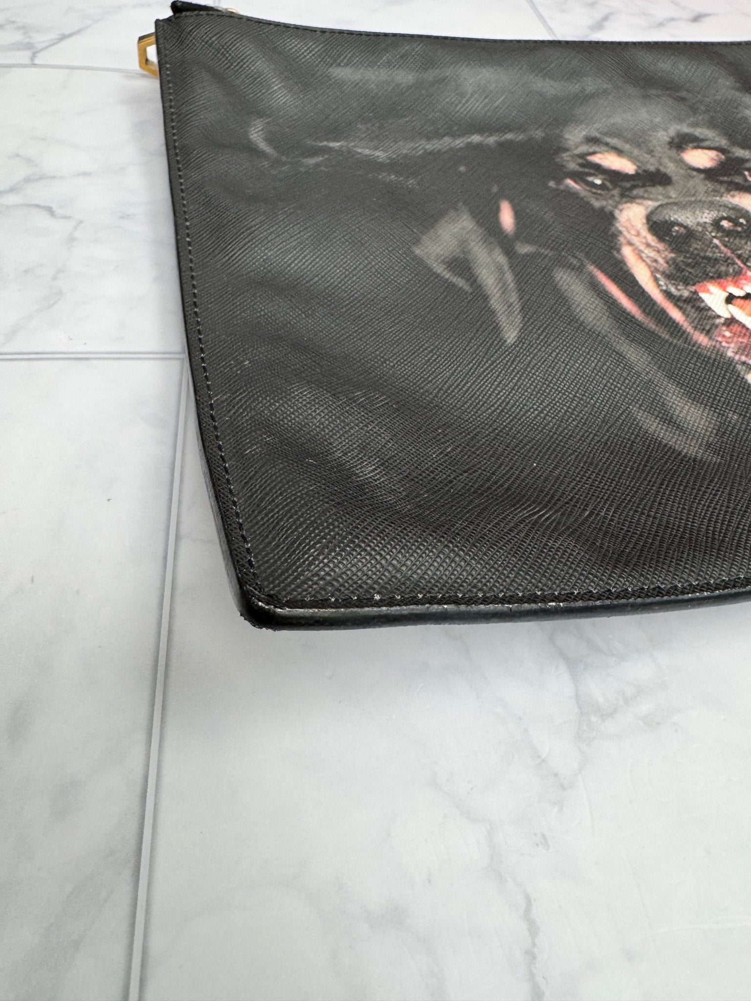 Givenchy Black Rottweiler Print Coated Canvas Pouch