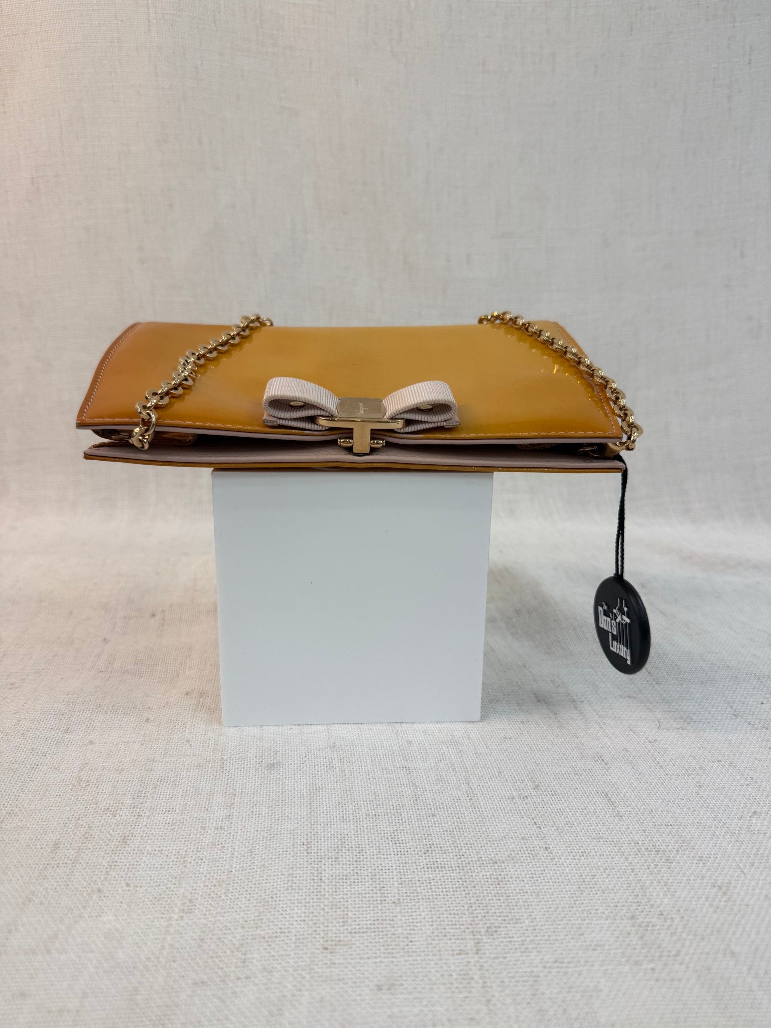 Salvatore Ferragamo Dark Yellow Patent Leather Mini Shoulder Bag