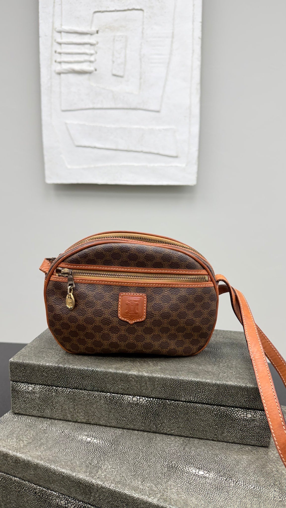 Celine Brown Macadam Crossbody Bag