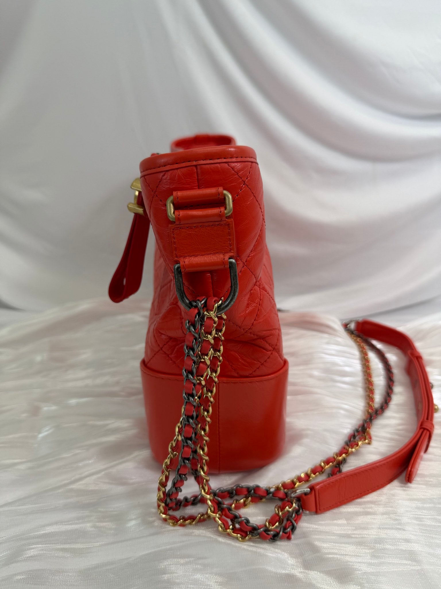 Chanel Orange Quilted Calfskin Gabrielle Medium Crossbody Bag