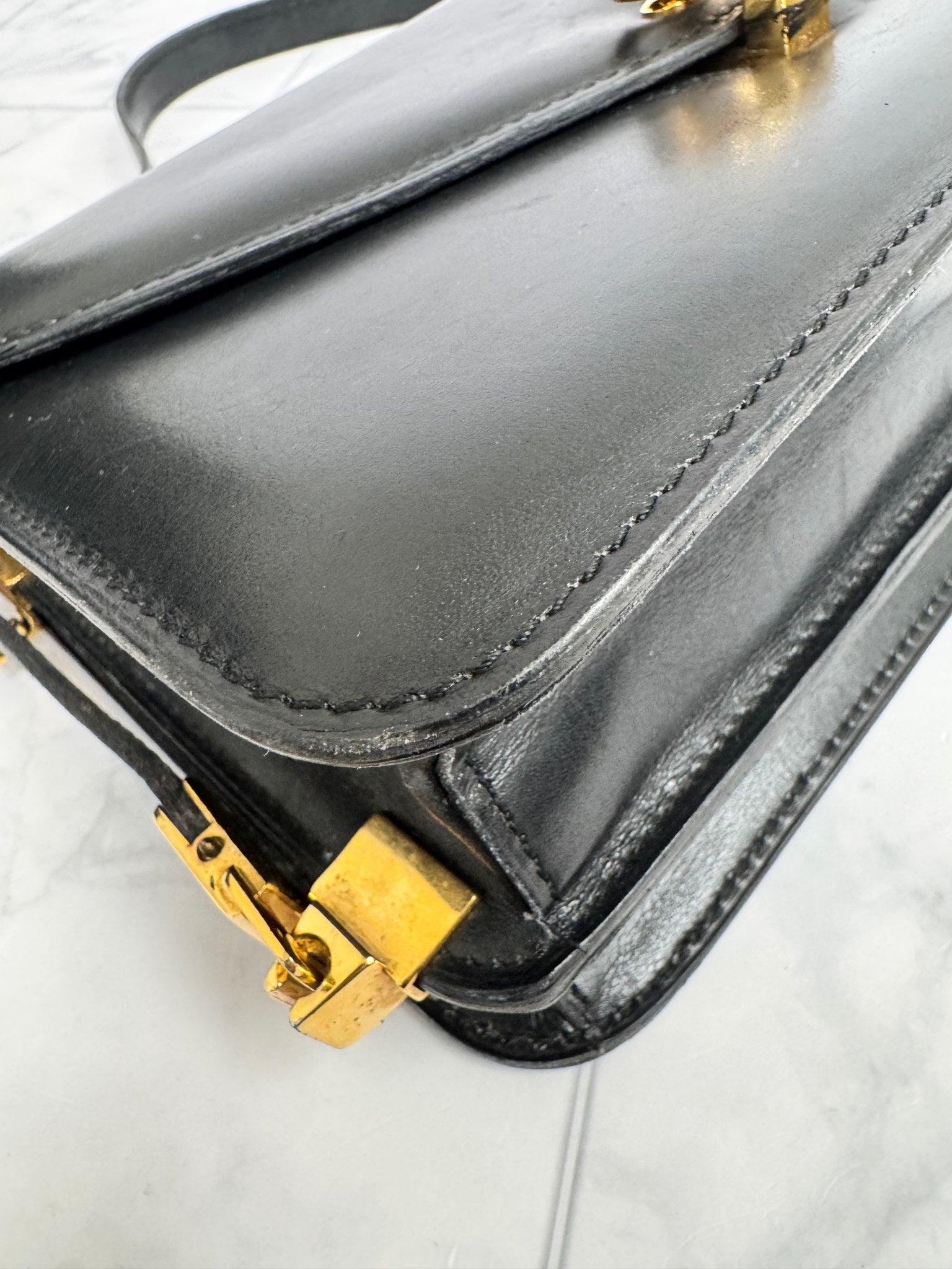 Celine Black Leather Shoulder Bag