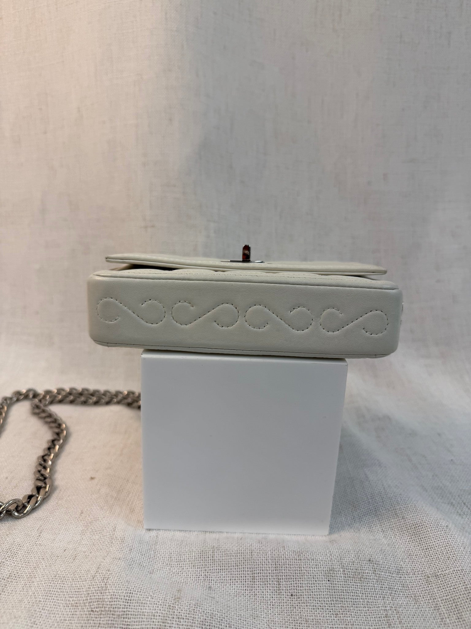 Chanel White Calfskin Mini Flap Bag