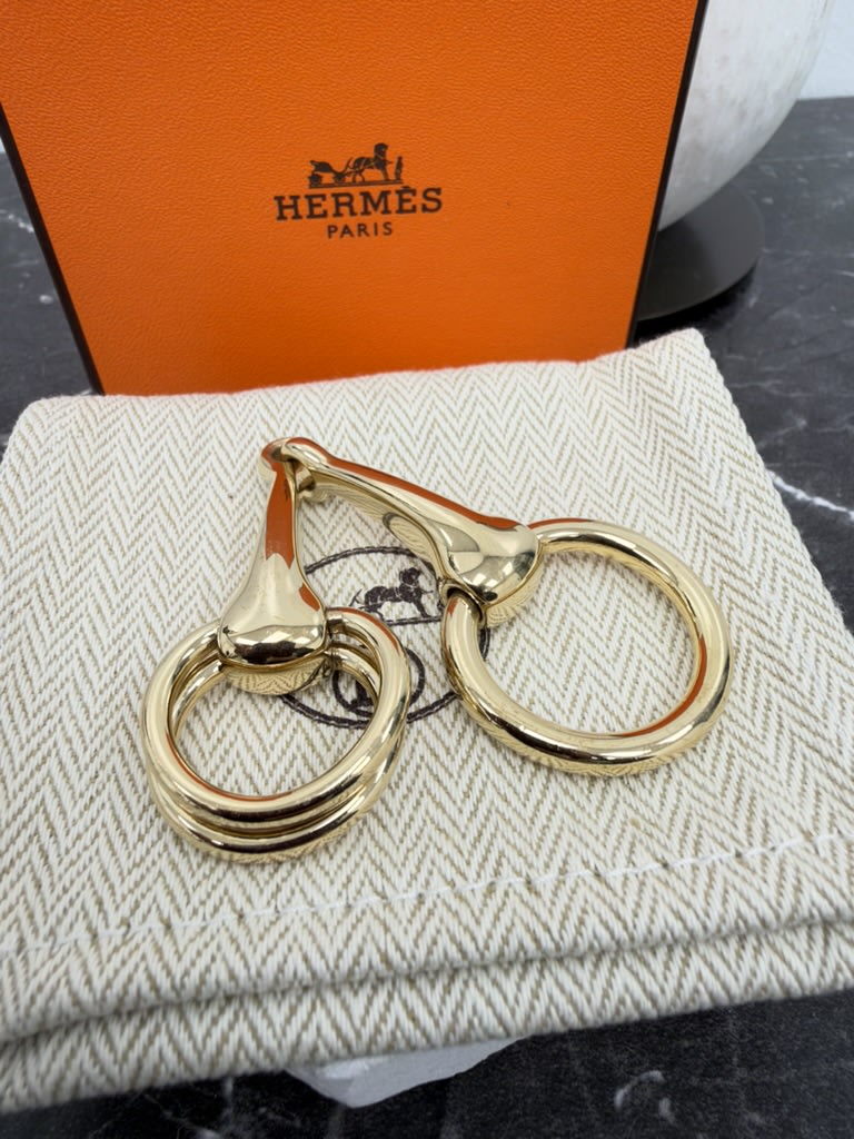 Hermes Gold Tone Mors Scarf Ring