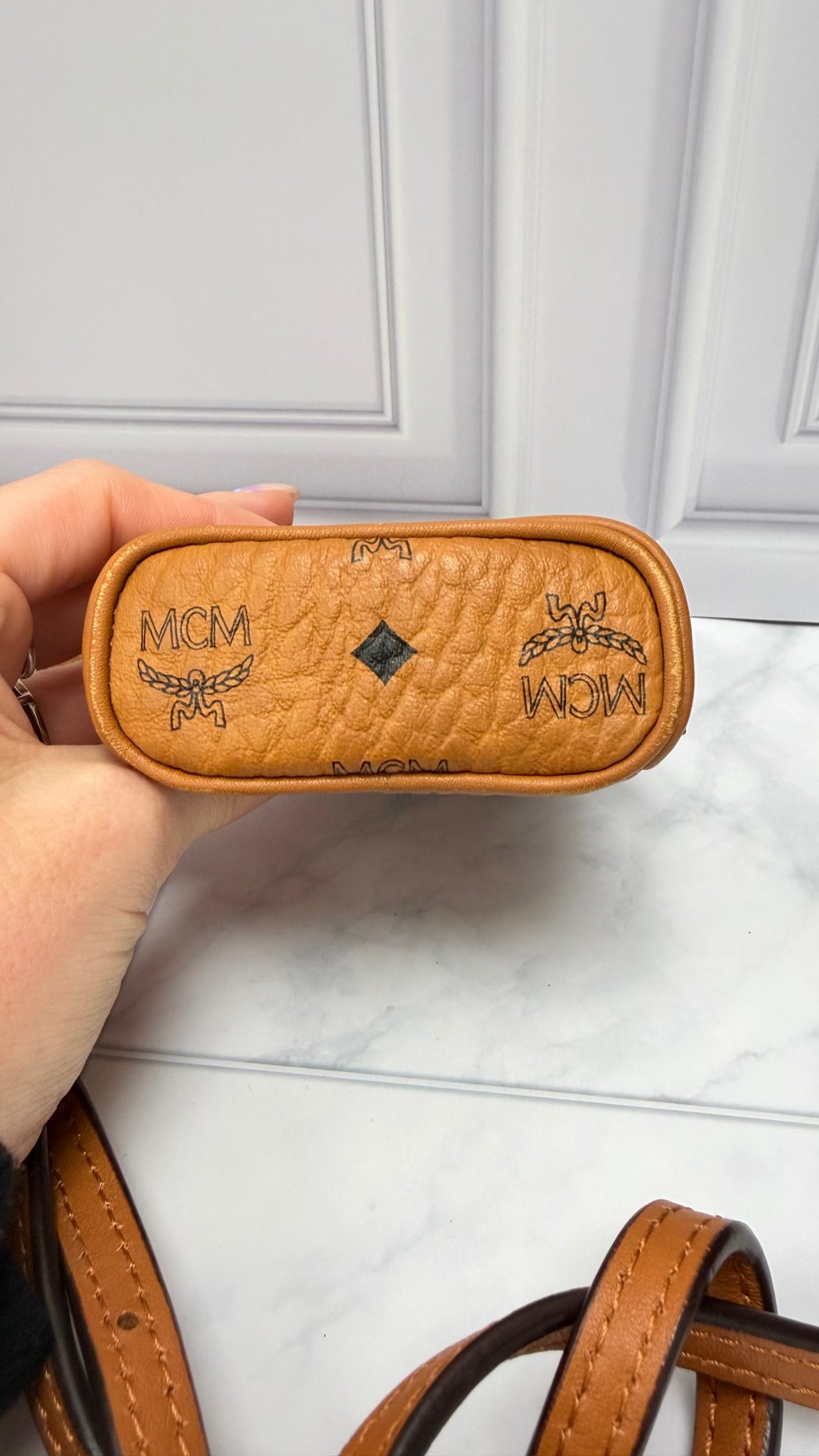 MCM Congac Visetos Coated Canvas Crossbody Bag Charm