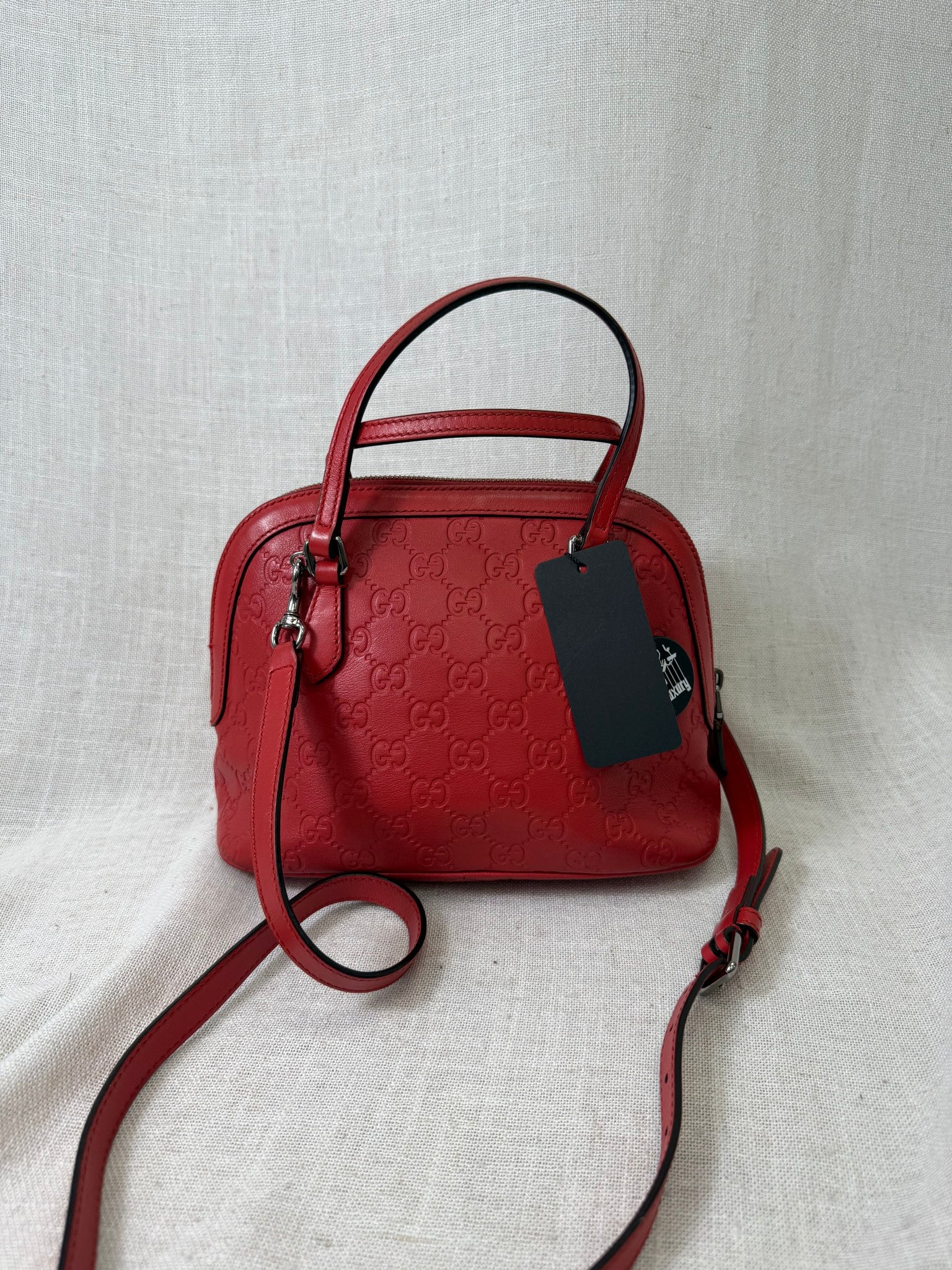 Gucci Red Guccissima Leather Dome Handbag