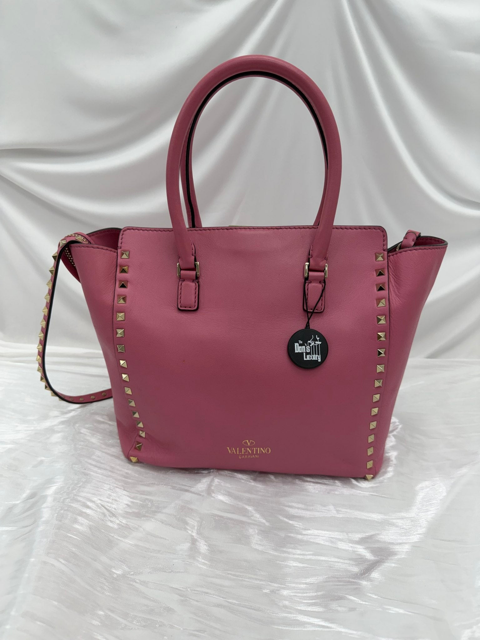 Valentino Pink Leather Rockstud 2Way Handbag
