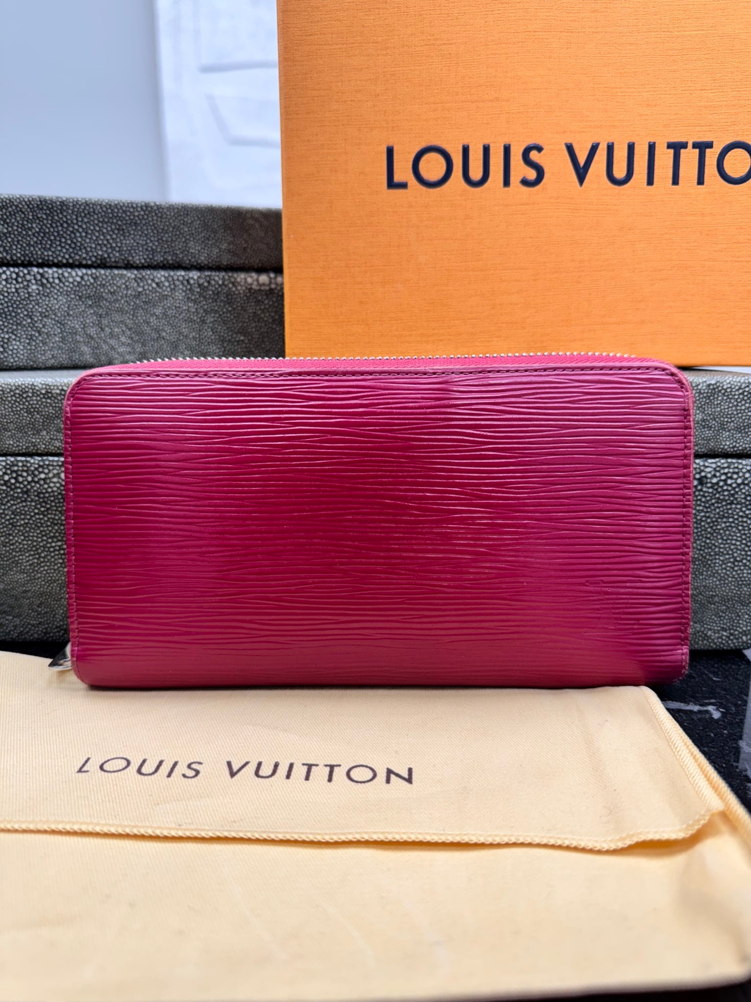 Louis Vuitton Fuchsia Epi Leather Long Zippy Wallet