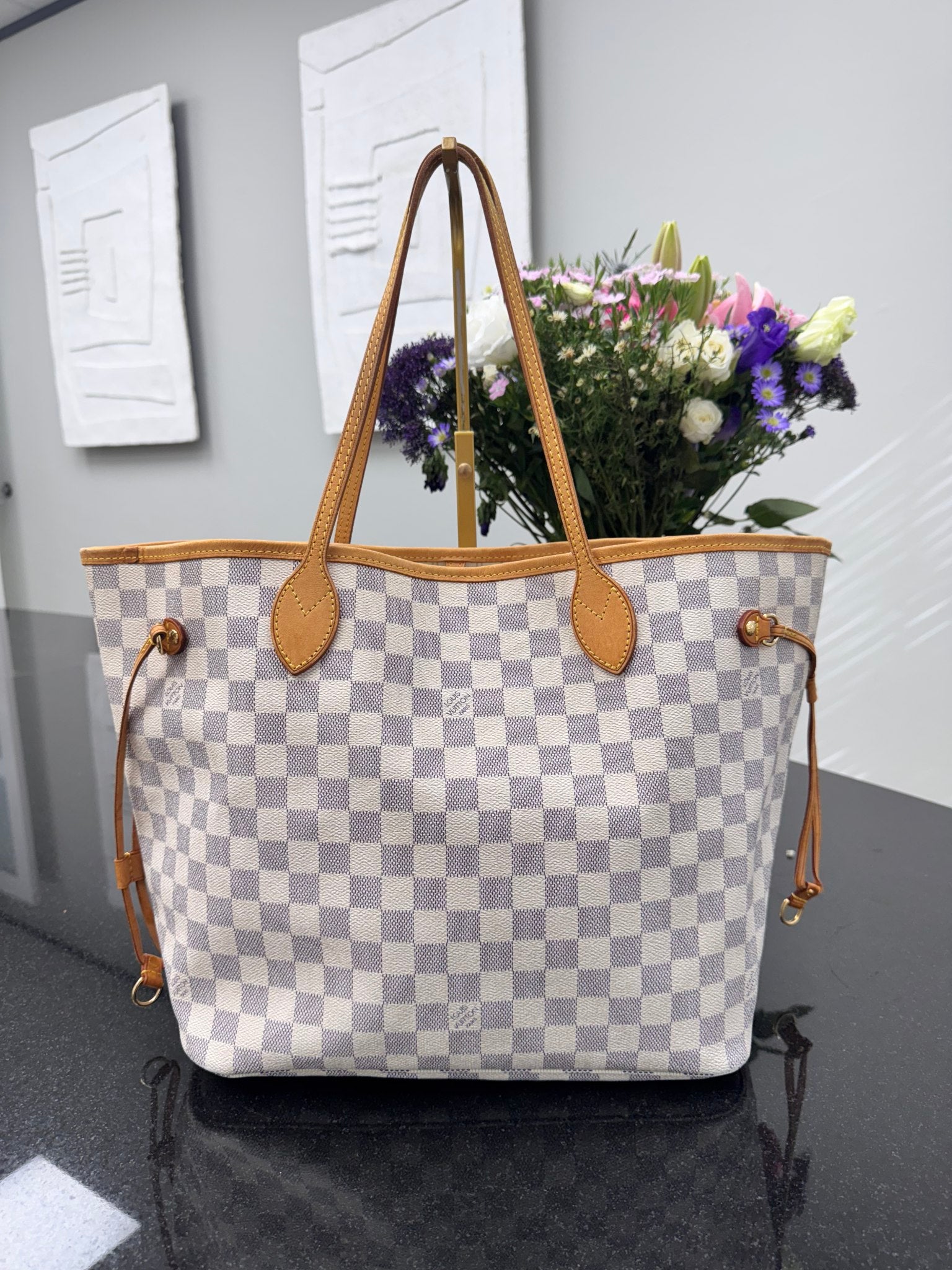Louis Vuitton Damier Azur Neverfull Tote Bag MM