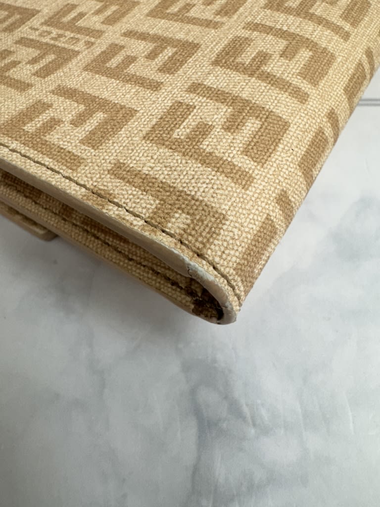 Fendi Peach Zucchino Coated Canvas Long Wallet