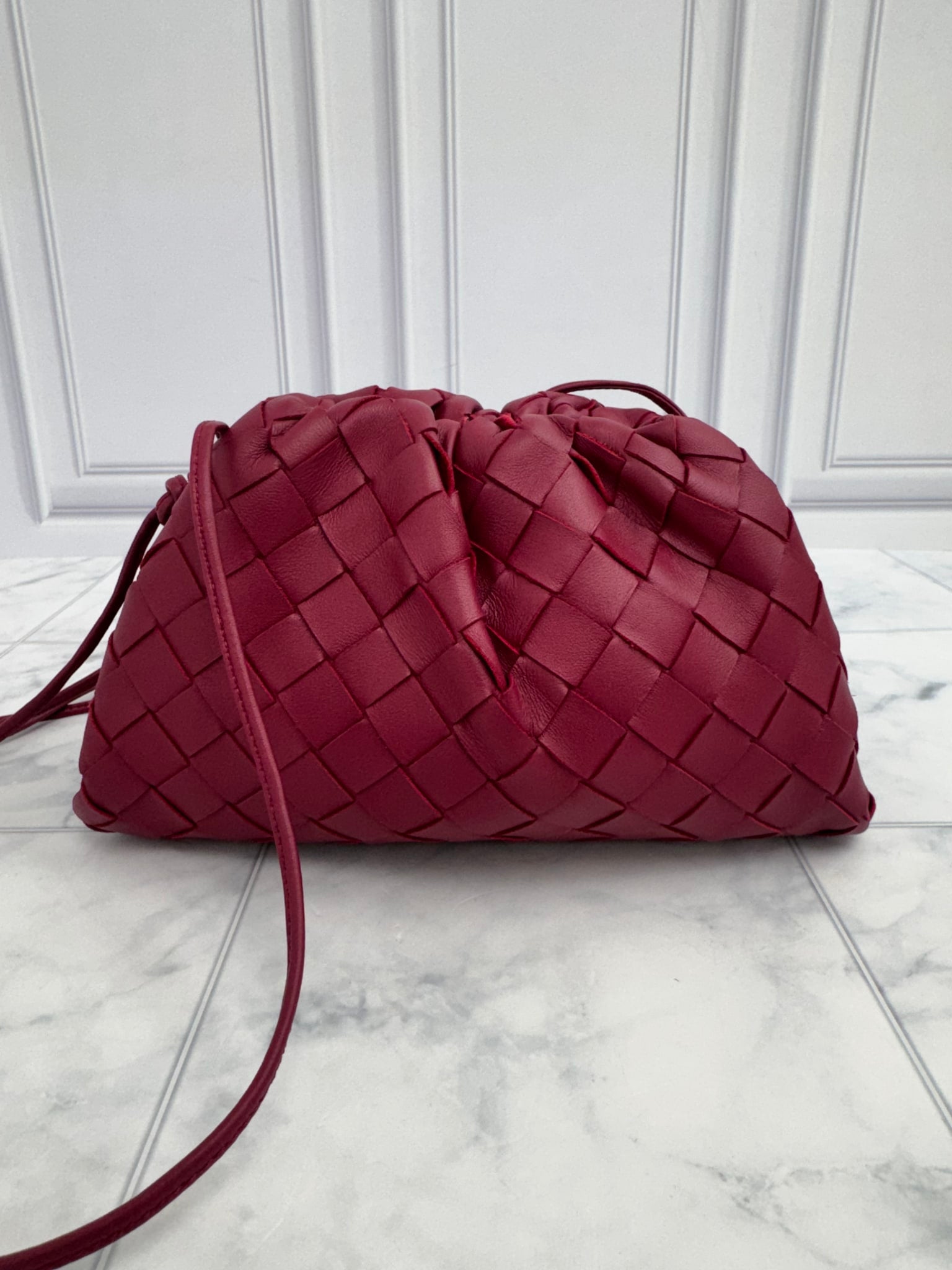 Bottega Veneta Burgundy Intrecciato Leather Mini Leather Crossbody Bag